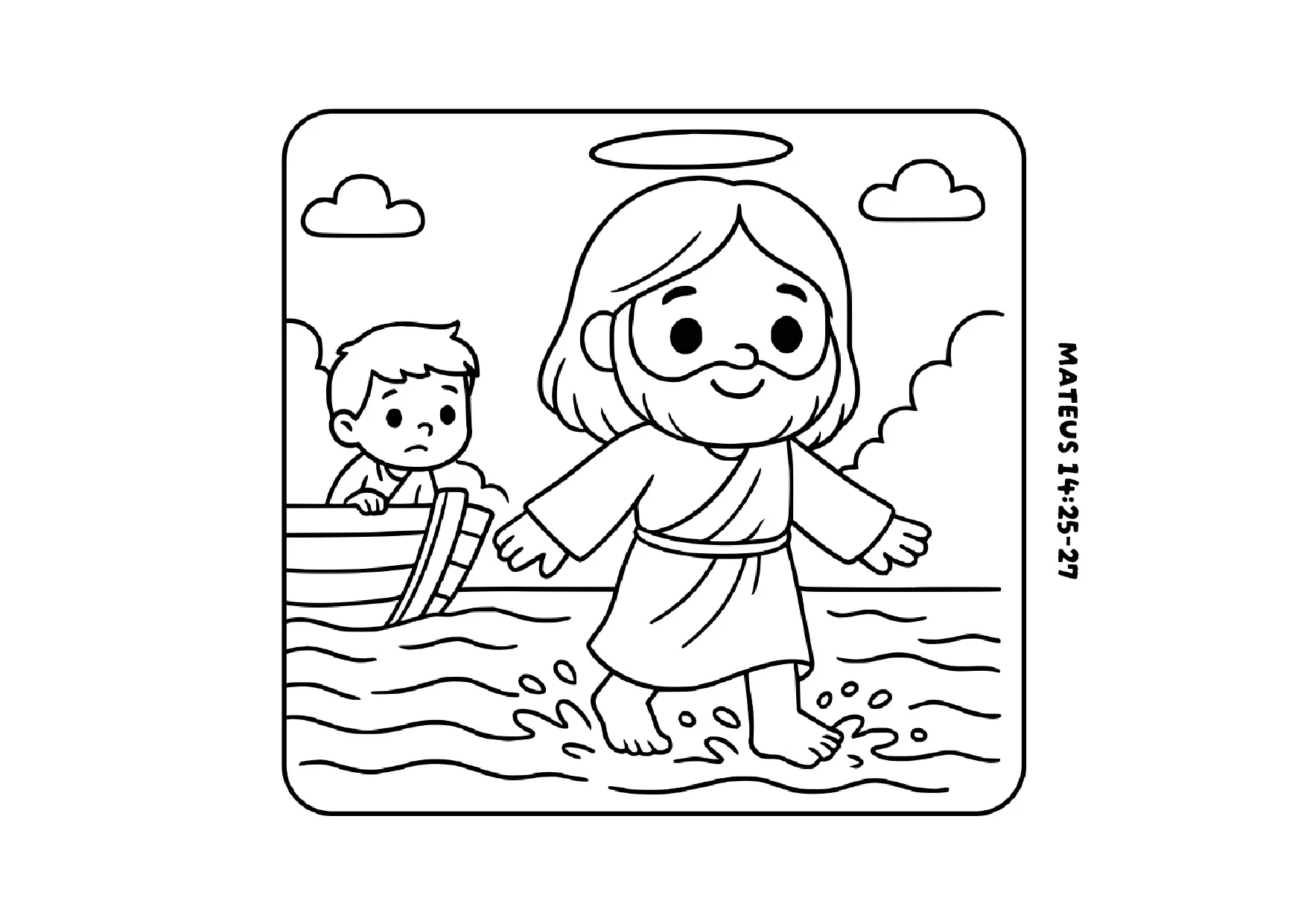 Jesus andando sobre as águas para pintar