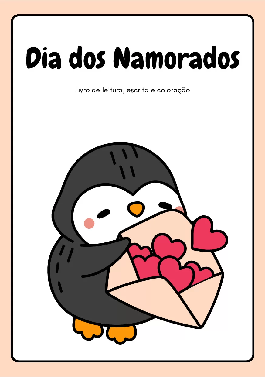 Dia dos namorados, livro de leitura, escrita e coloração