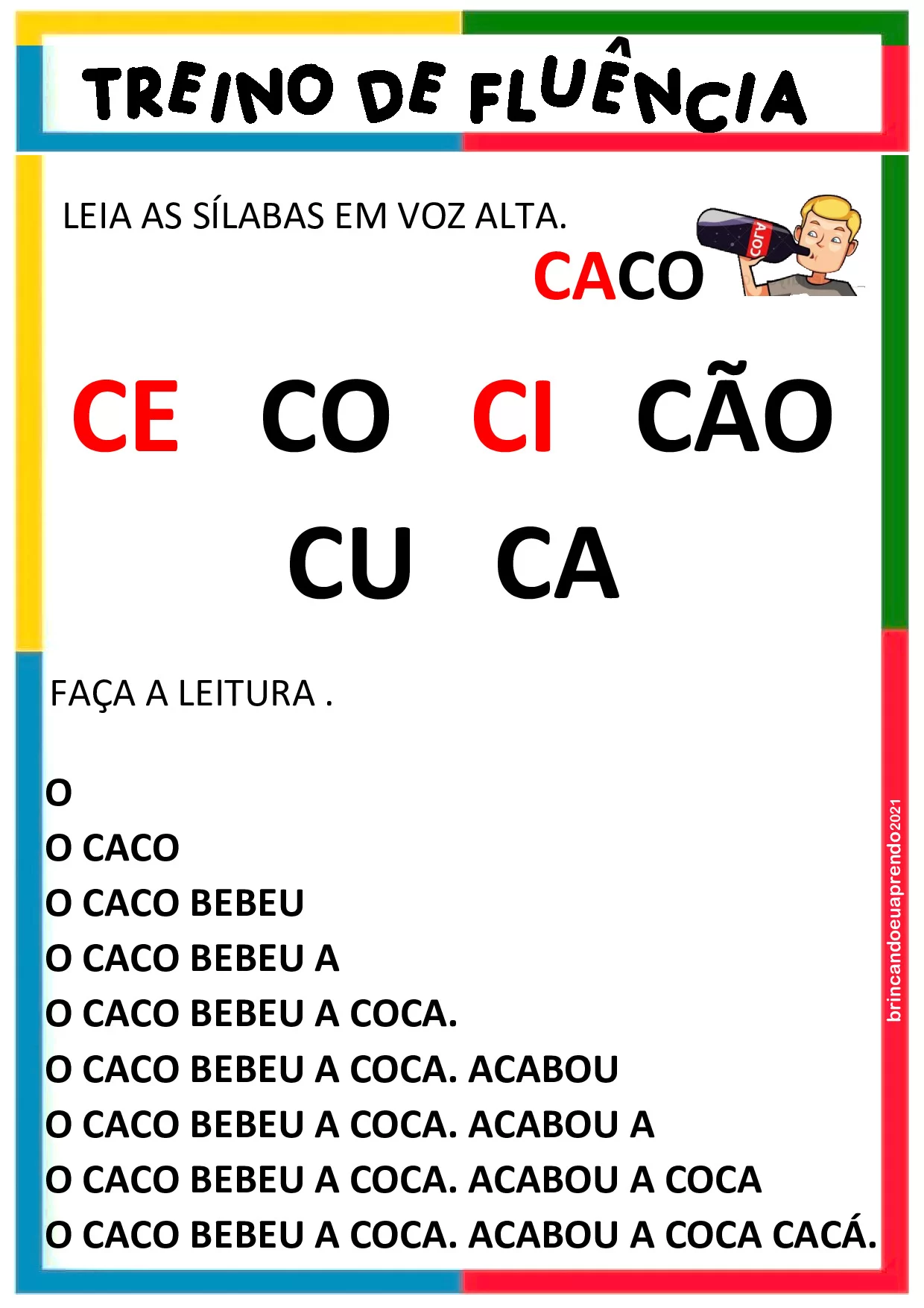 Leia as sílabas em voz alta