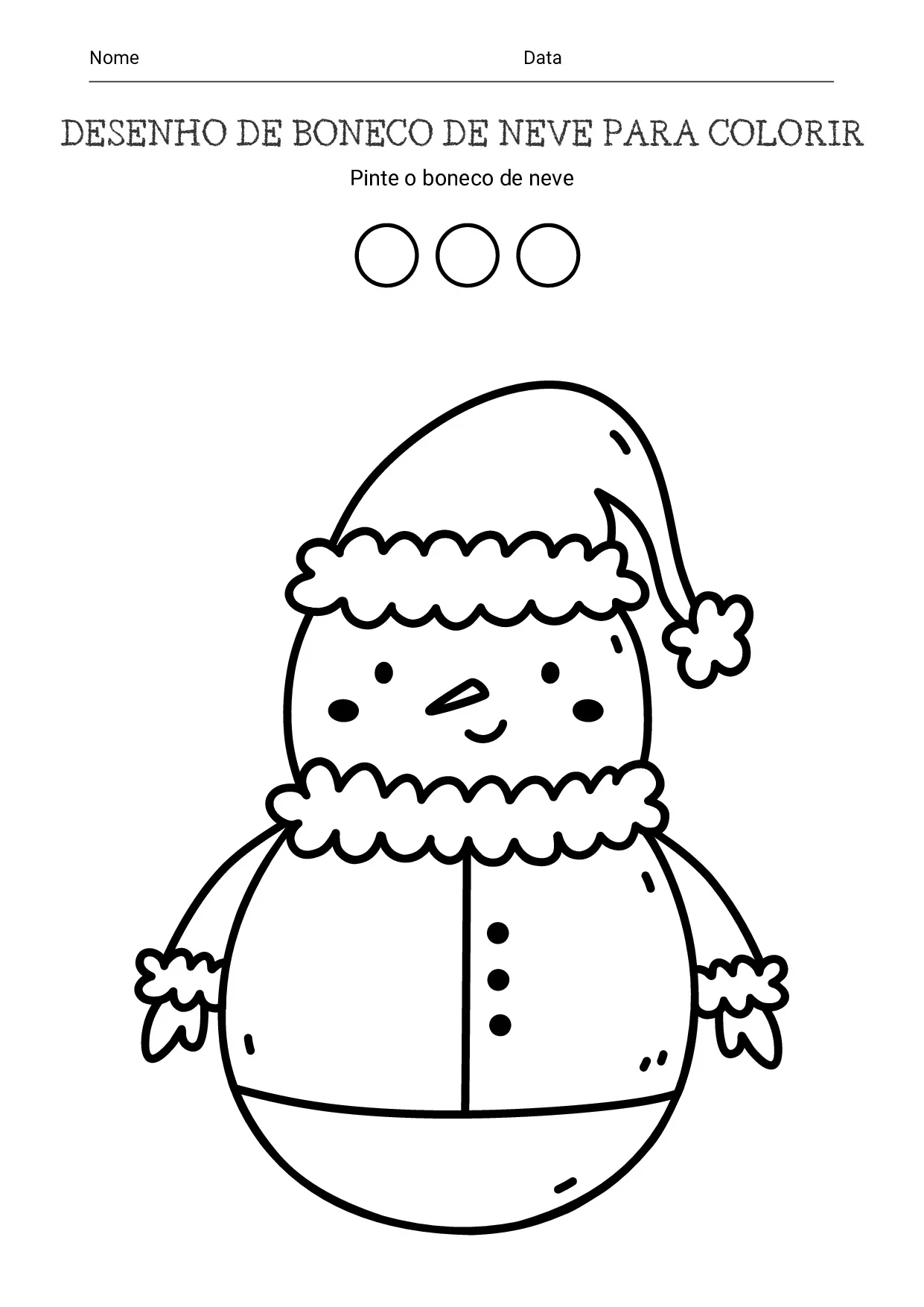 Desenho de boneco de neve para colorir