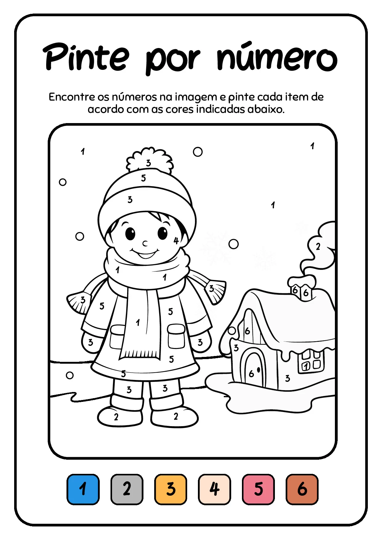 Atividades pinte por numeros no inverno