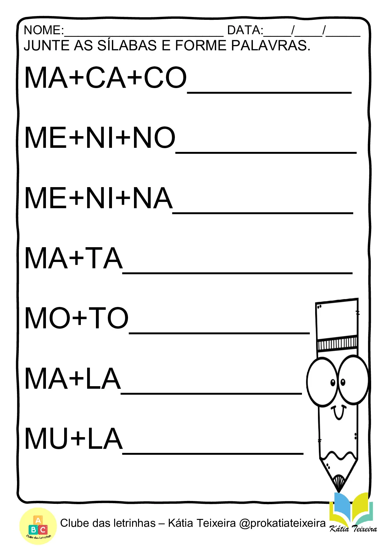 Atividades De Juntar As Silabas E Formar Palavras 12