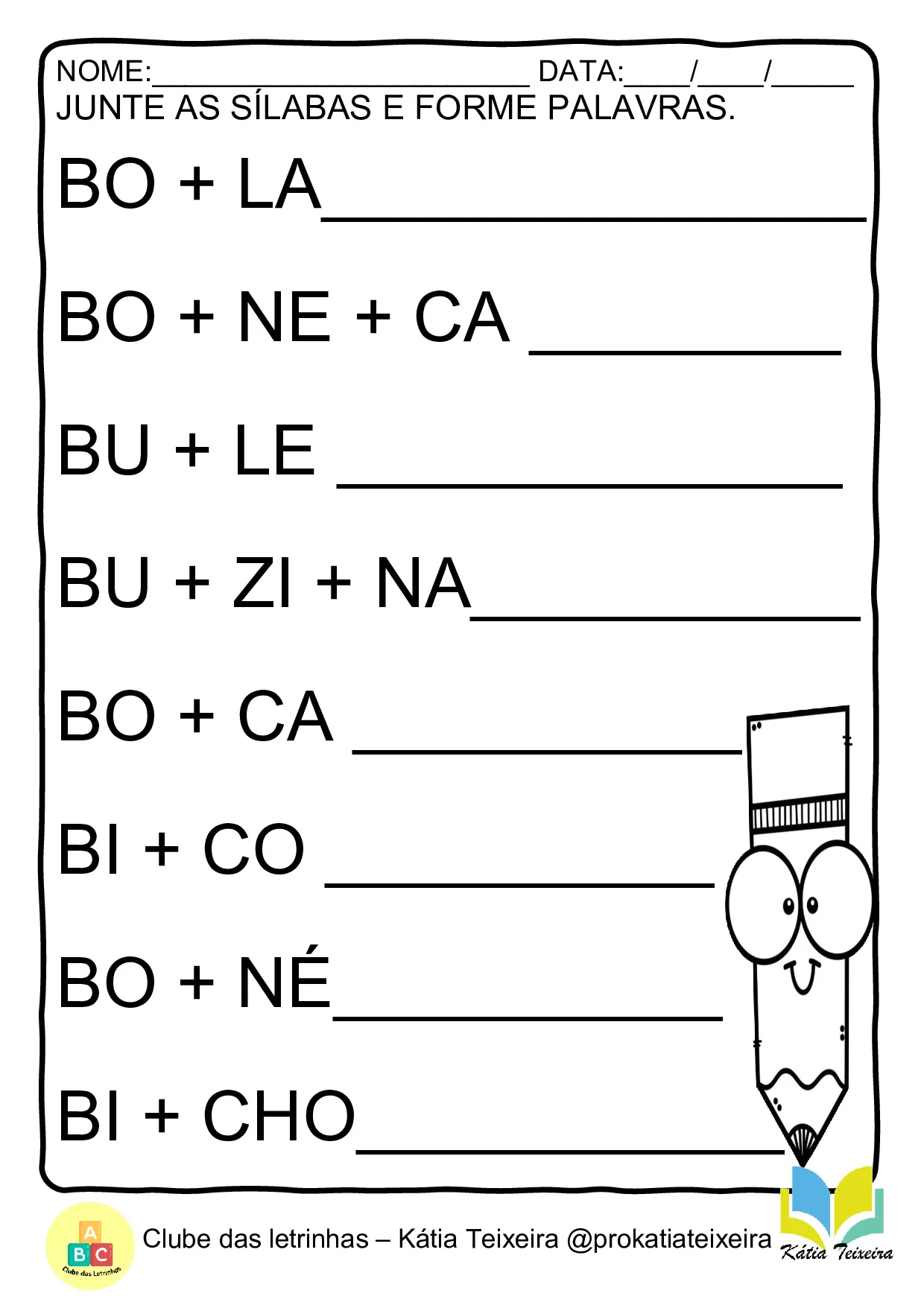Junte as sílabas bola