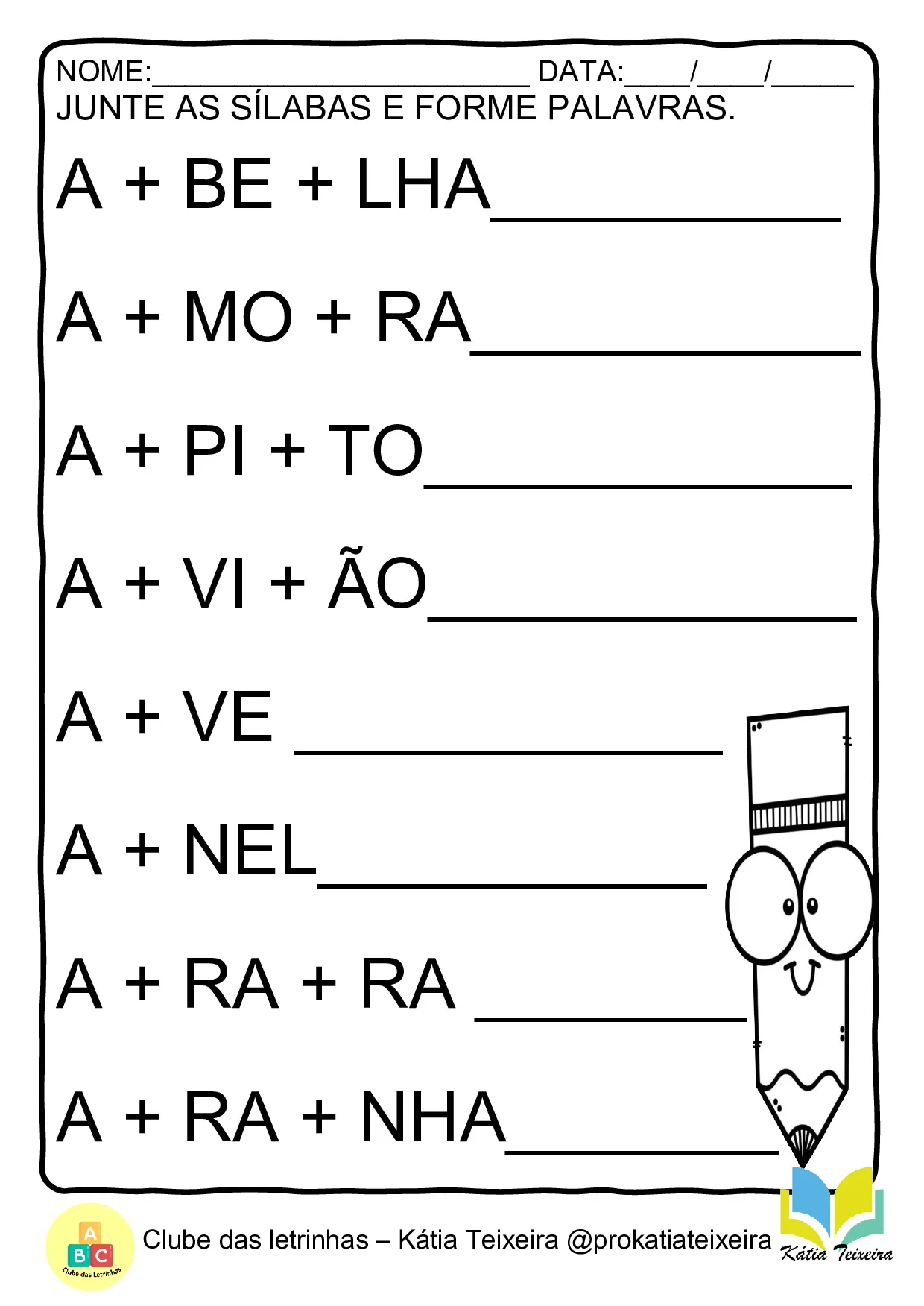Junte as lílabas e forme palavras