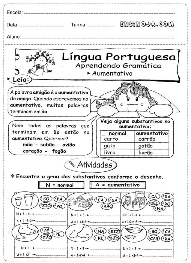Atividades De Portugues 2 Ano Aumentativo