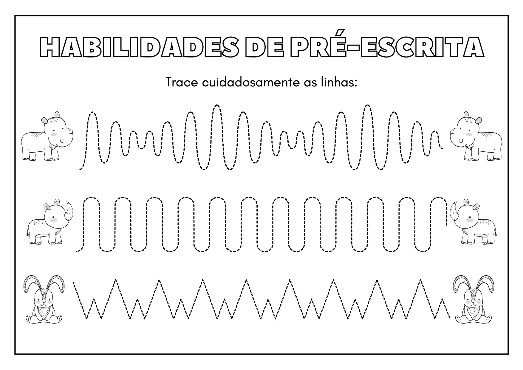 Atividades De Pre Escrita Com Animais Selvagens Coloridos 13