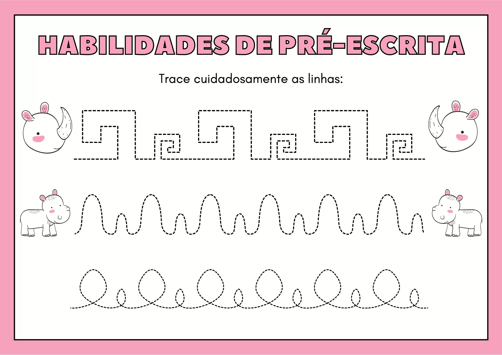 Atividades De Pre Escrita Com Animais Selvagens Coloridos 3