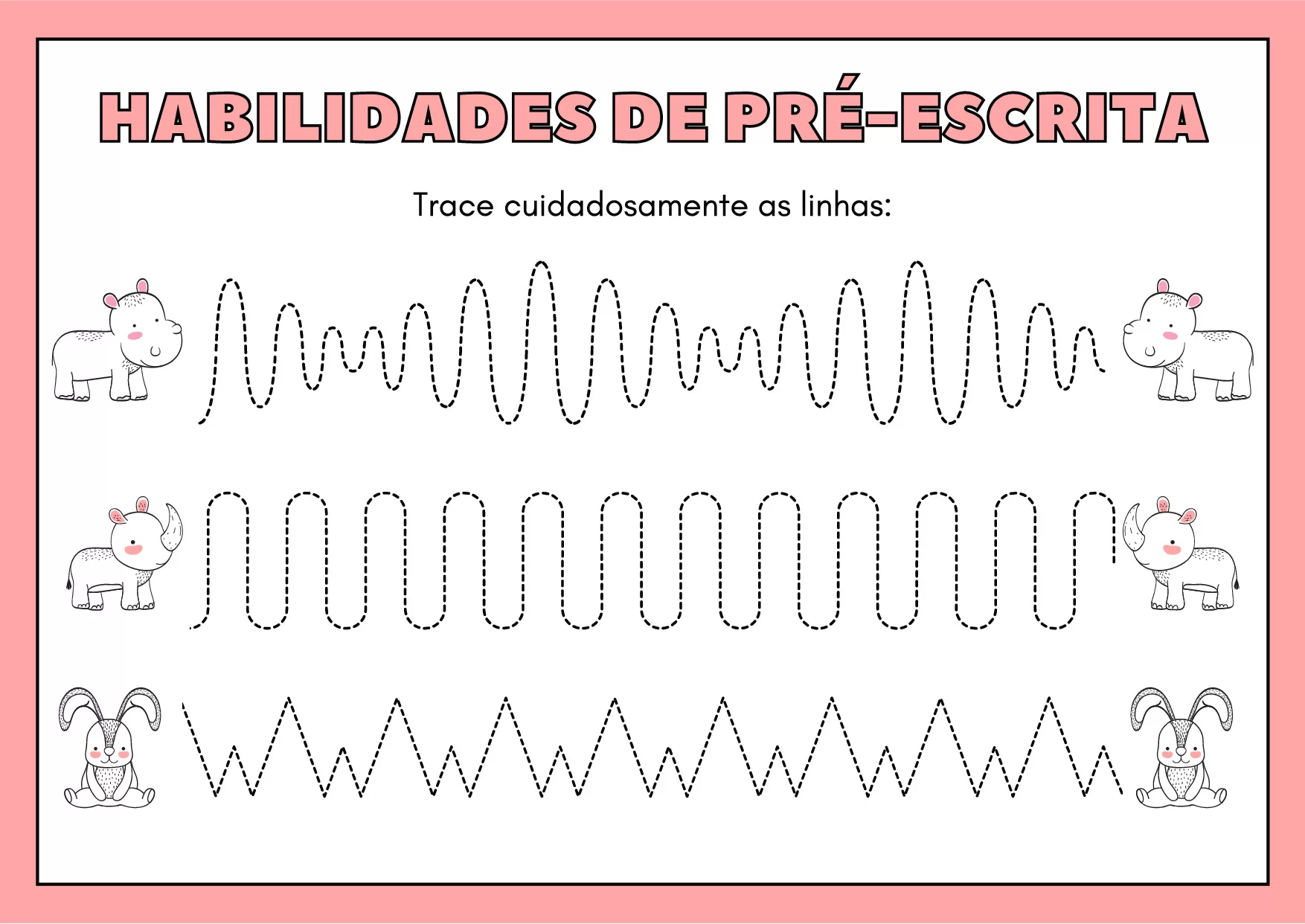 Atividades De Pre Escrita Com Animais Selvagens Coloridos 7