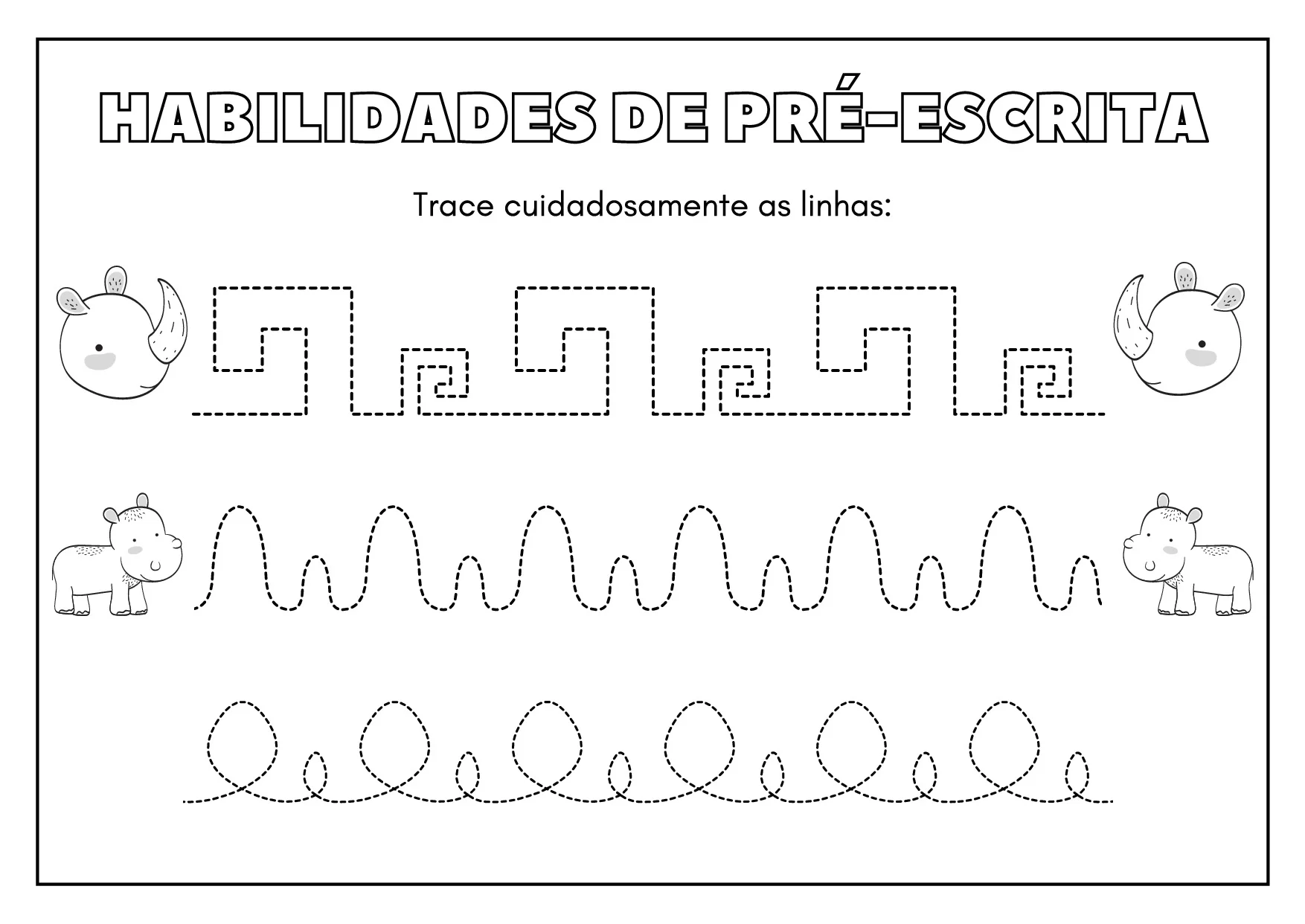 Atividades De Pre Escrita Com Animais Selvagens Coloridos 9