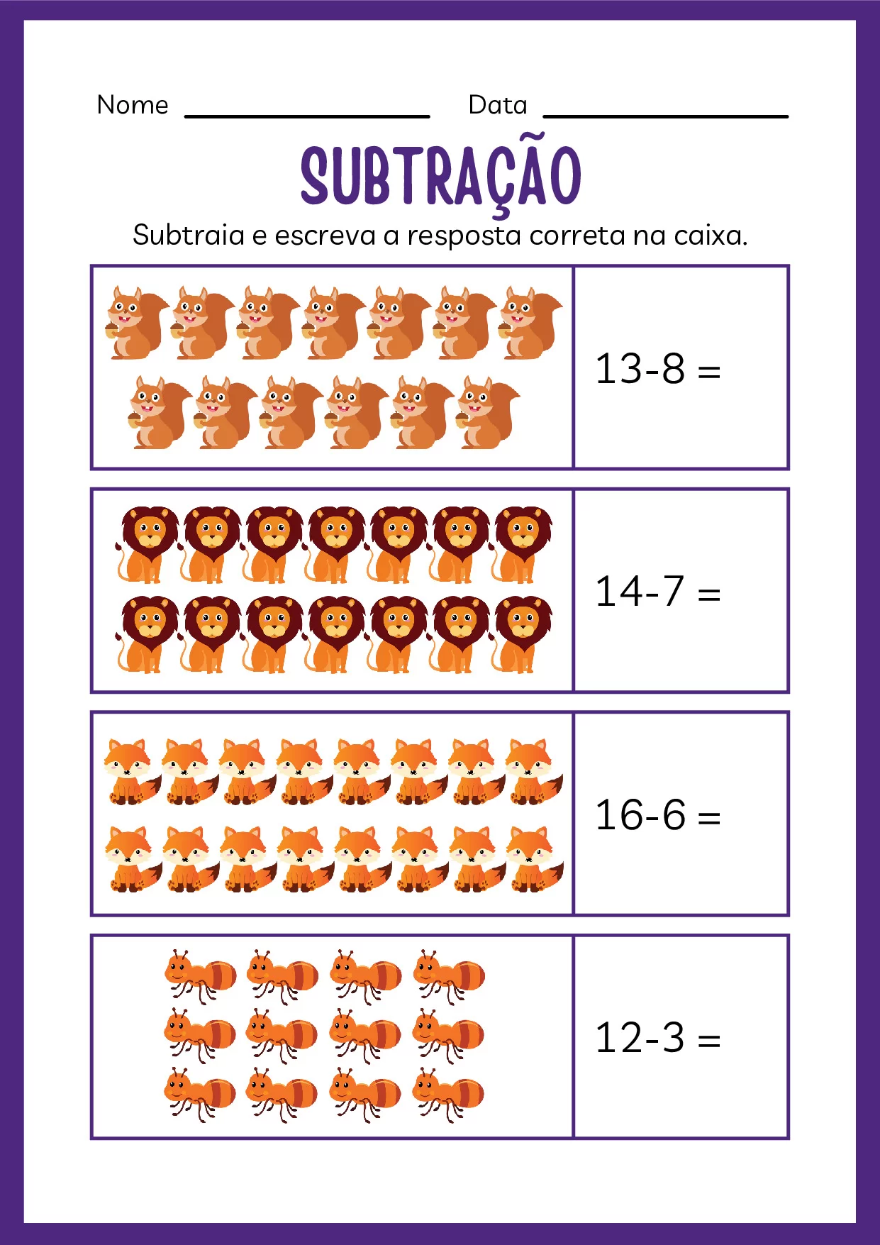 Atividades De Subtracao Para Jardim De Infancia Colorido 11
