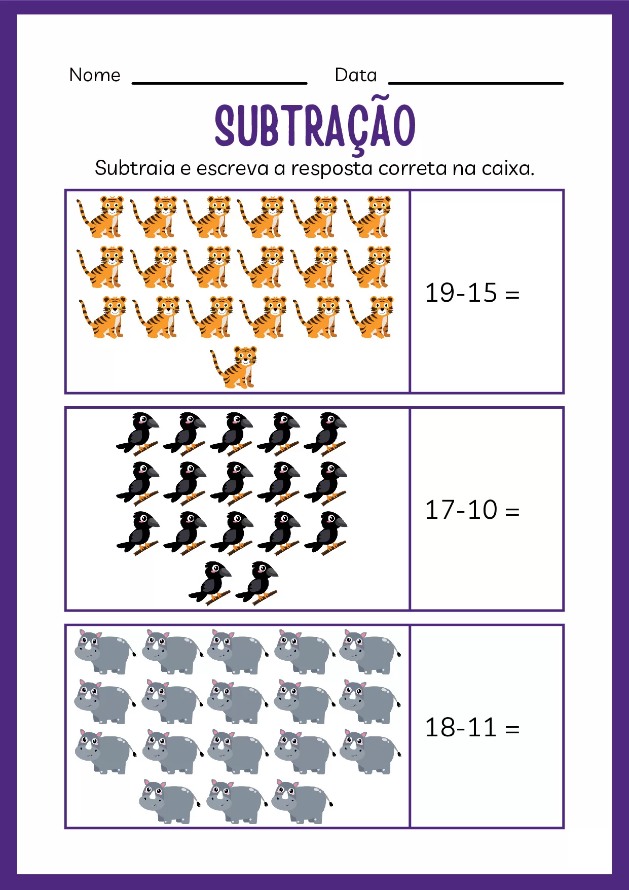 Atividades De Subtracao Para Jardim De Infancia Colorido 12