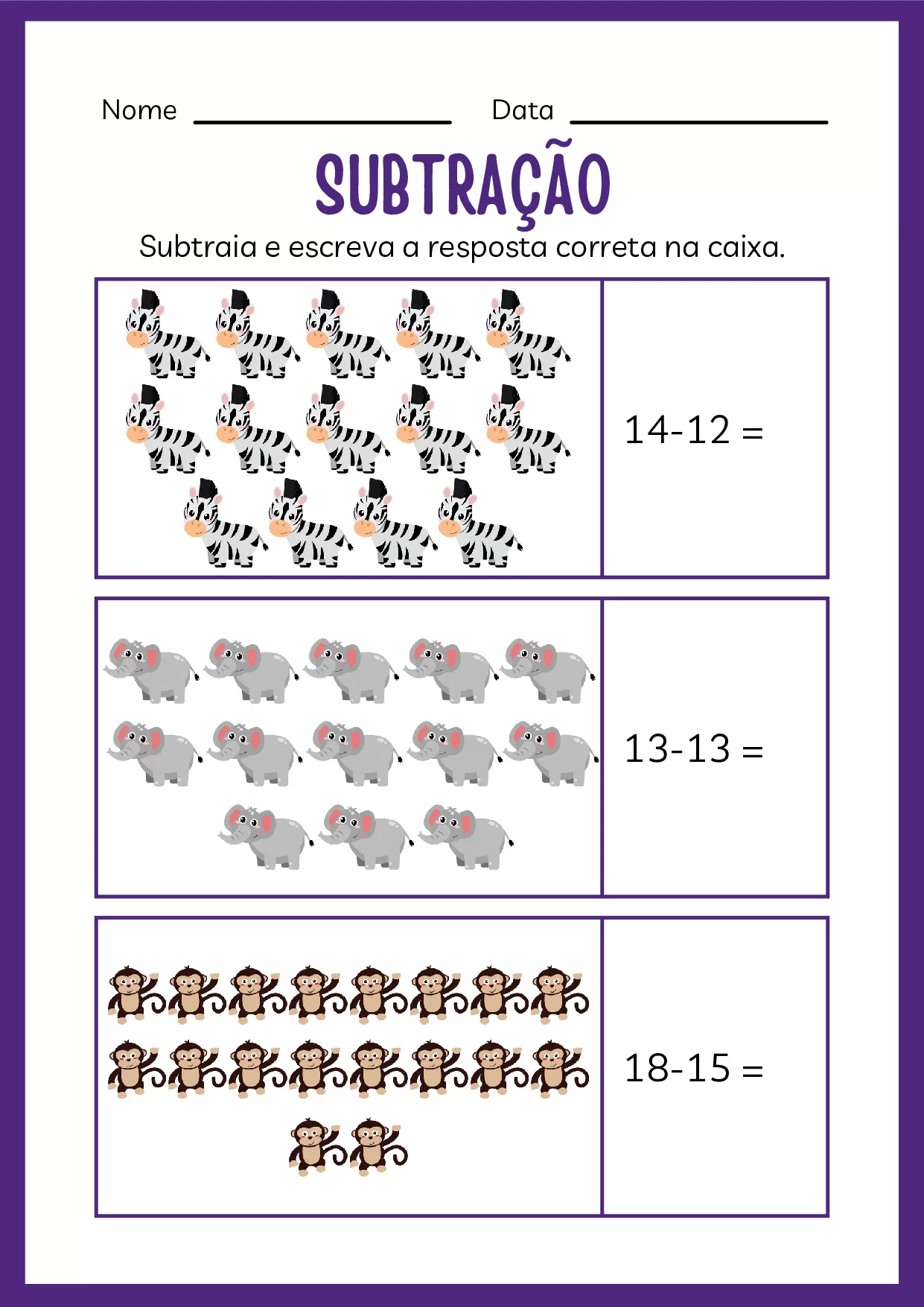 Atividades De Subtracao Para Jardim De Infancia Colorido 13