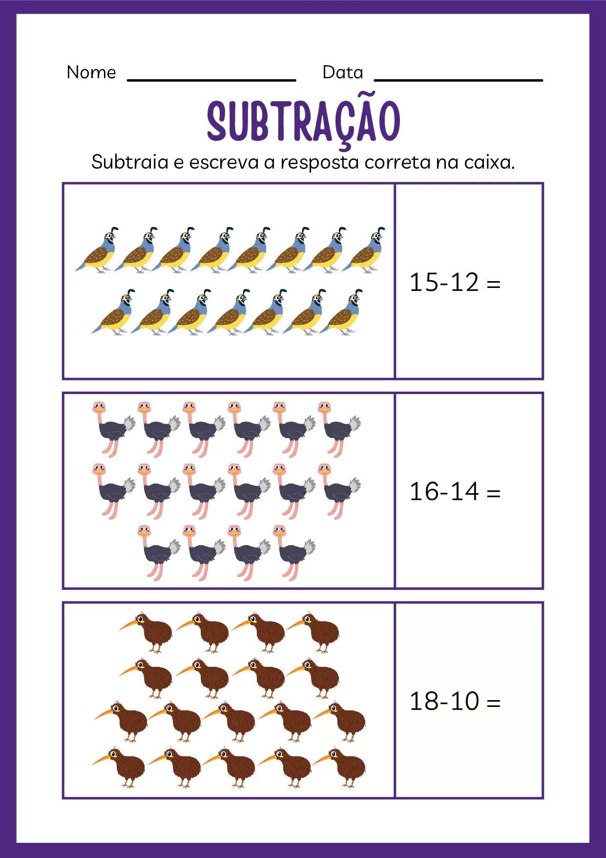 Atividades De Subtracao Para Jardim De Infancia Colorido 15