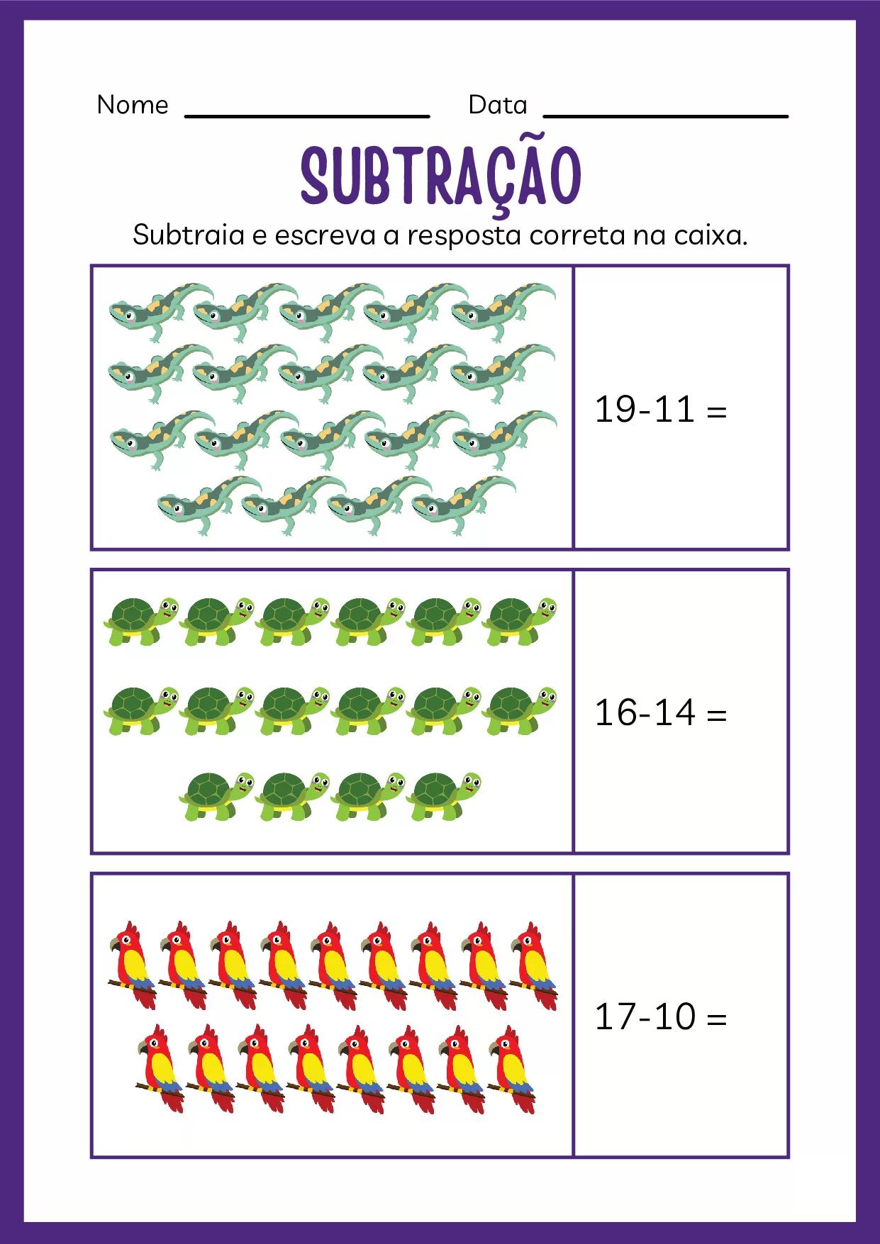 Atividades De Subtracao Para Jardim De Infancia Colorido 16