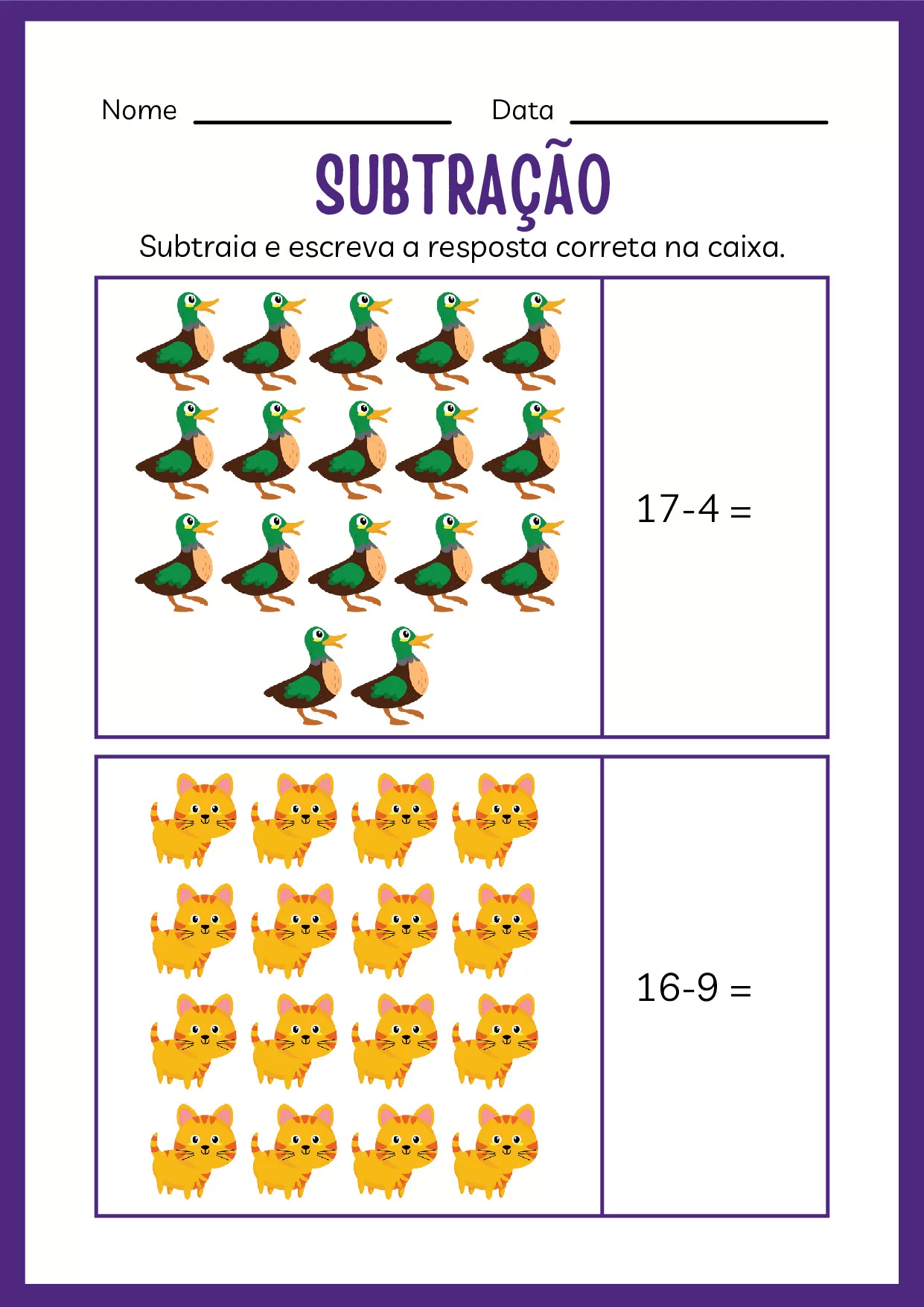 Atividades De Subtracao Para Jardim De Infancia Colorido 19