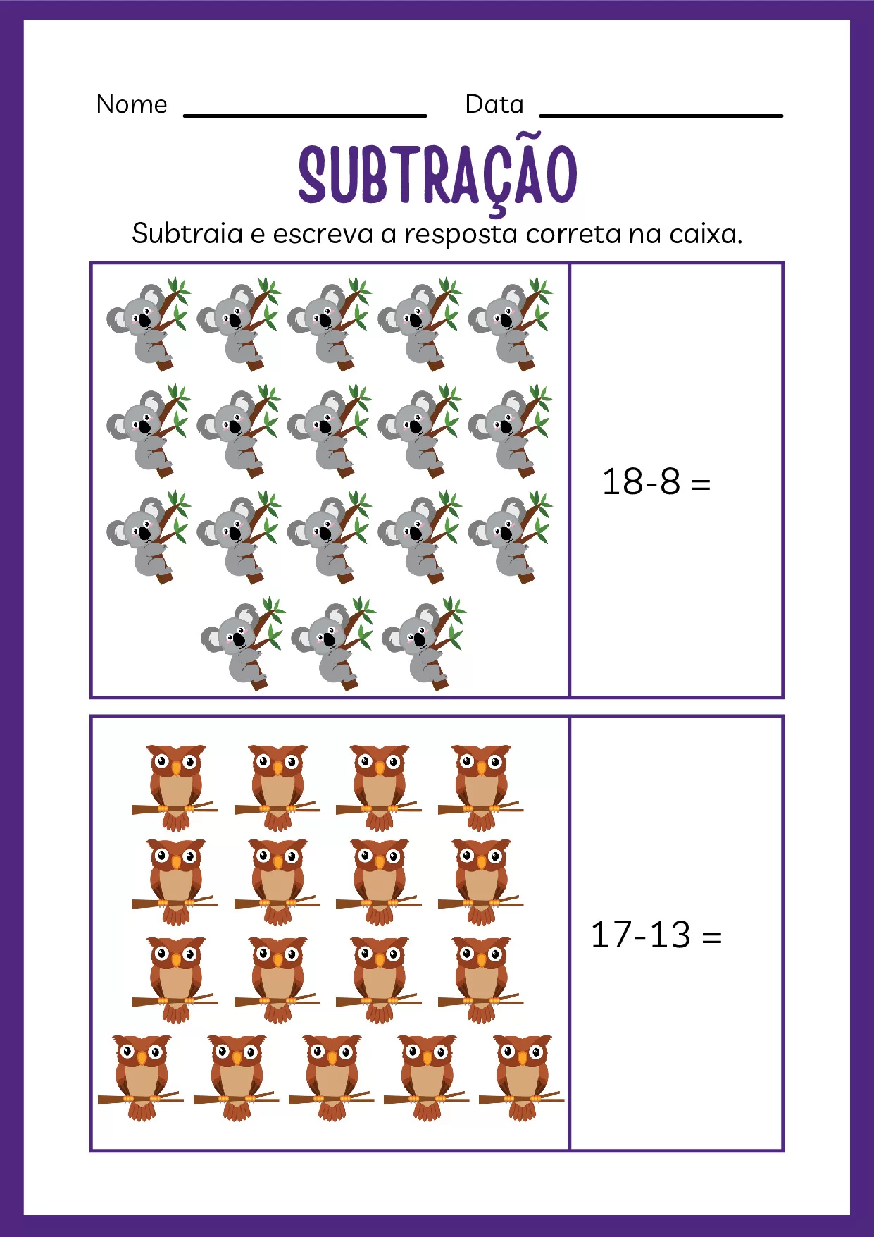 Atividades De Subtracao Para Jardim De Infancia Colorido 20