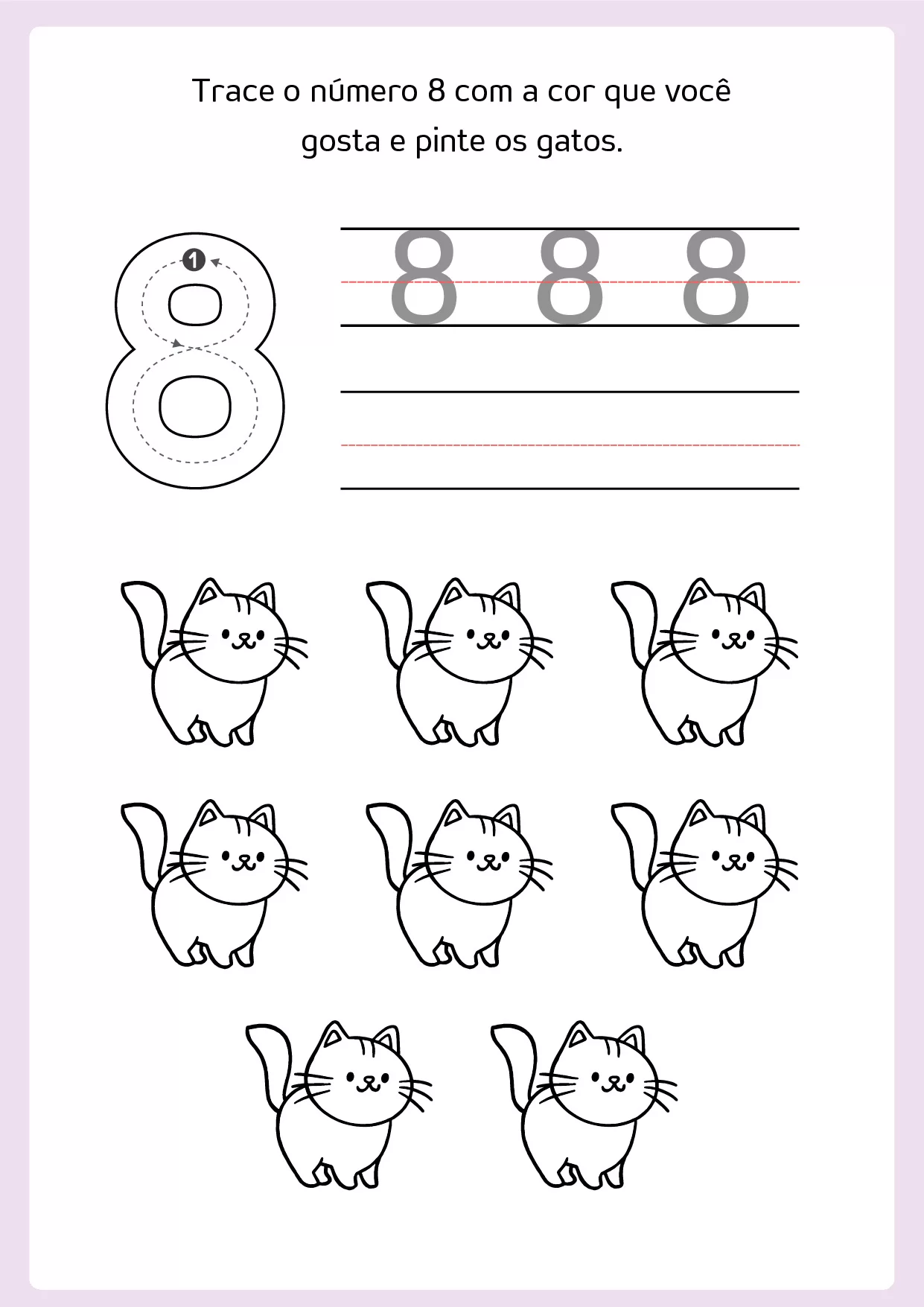 Atividades De Tracar Numeros E Colorir Com Animais 10