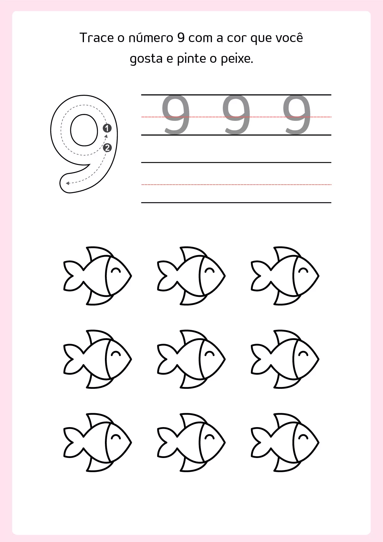 Atividades De Tracar Numeros E Colorir Com Animais 11