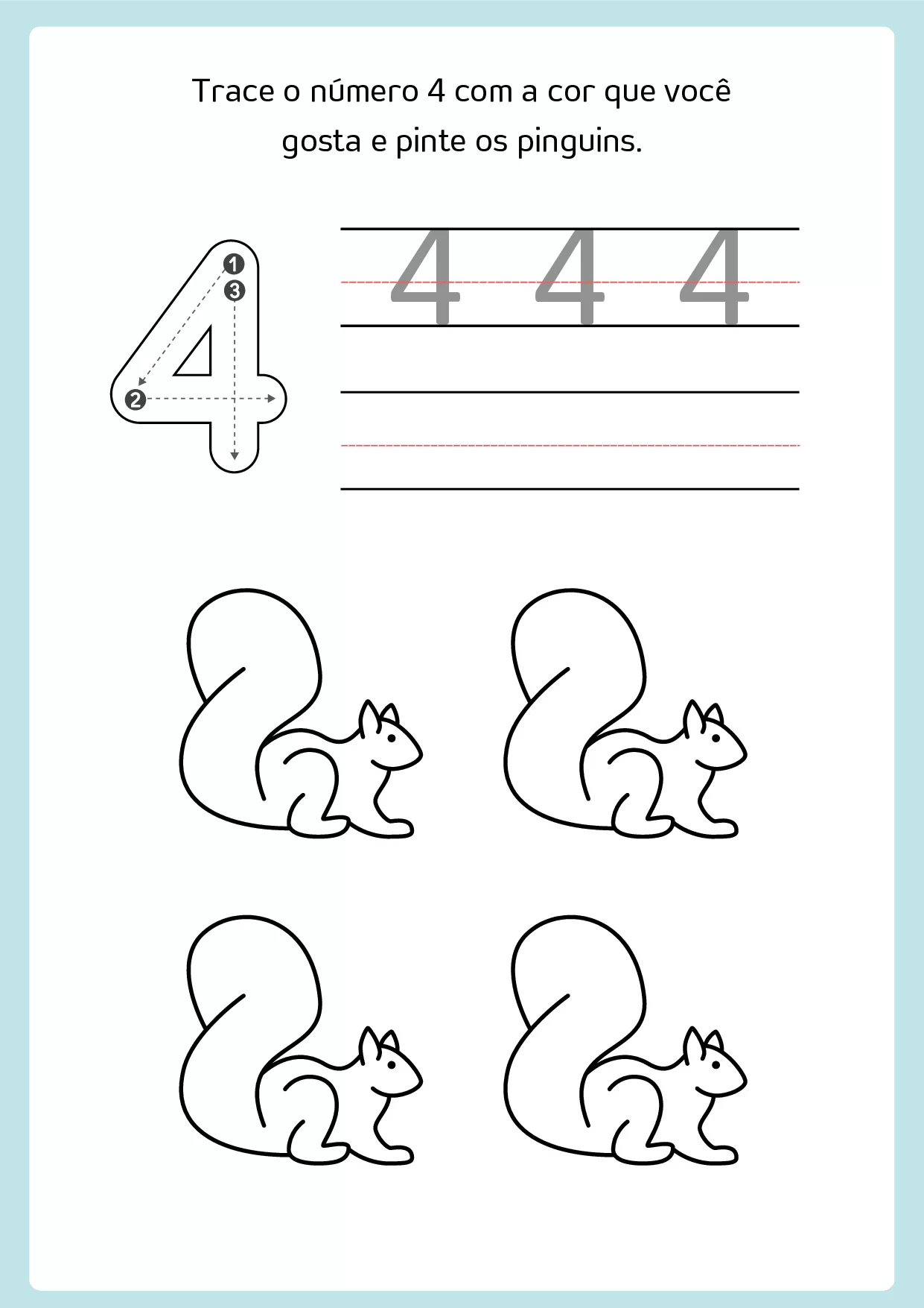 Atividades De Tracar Numeros E Colorir Com Animais 6