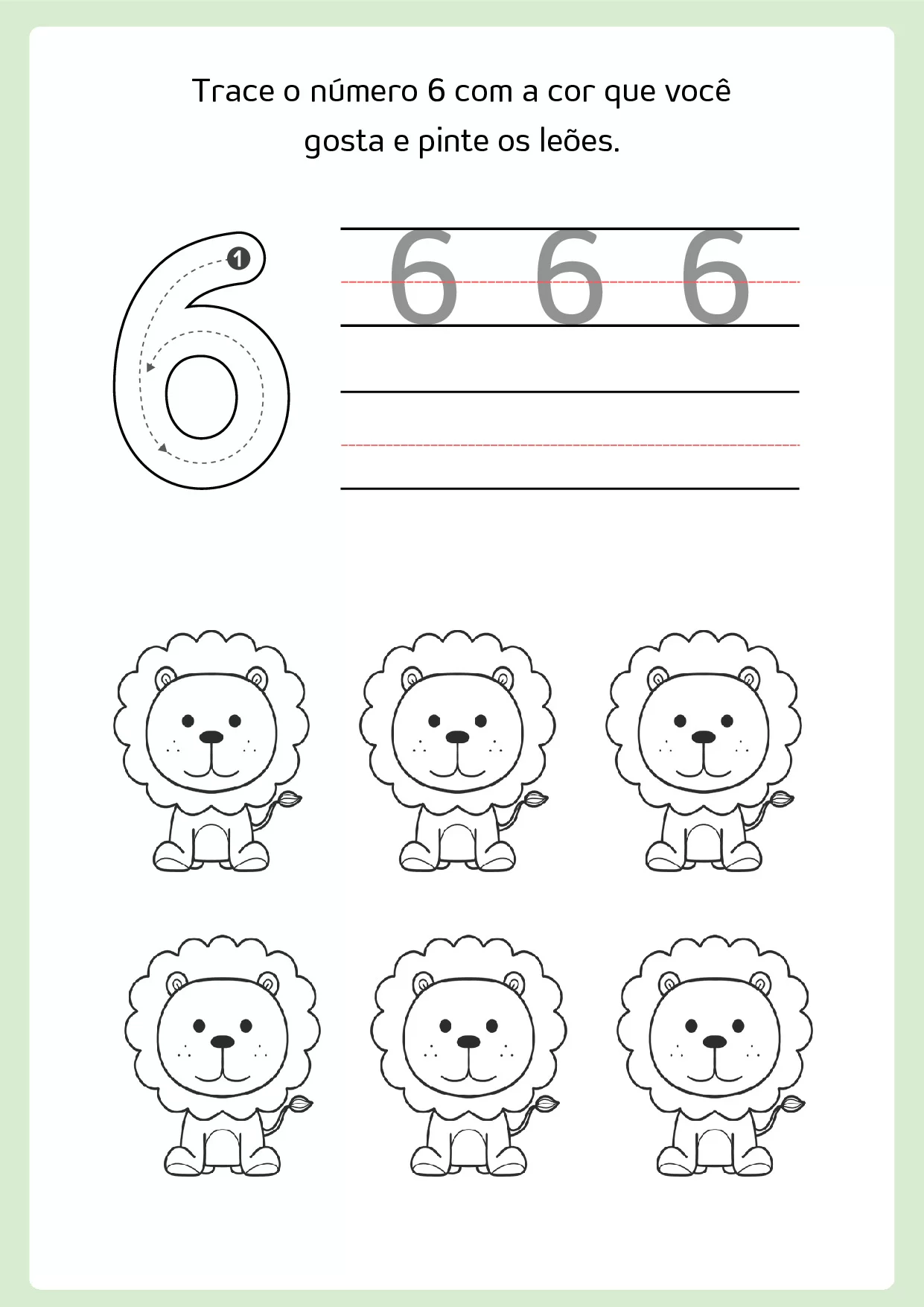 Atividades De Tracar Numeros E Colorir Com Animais 8