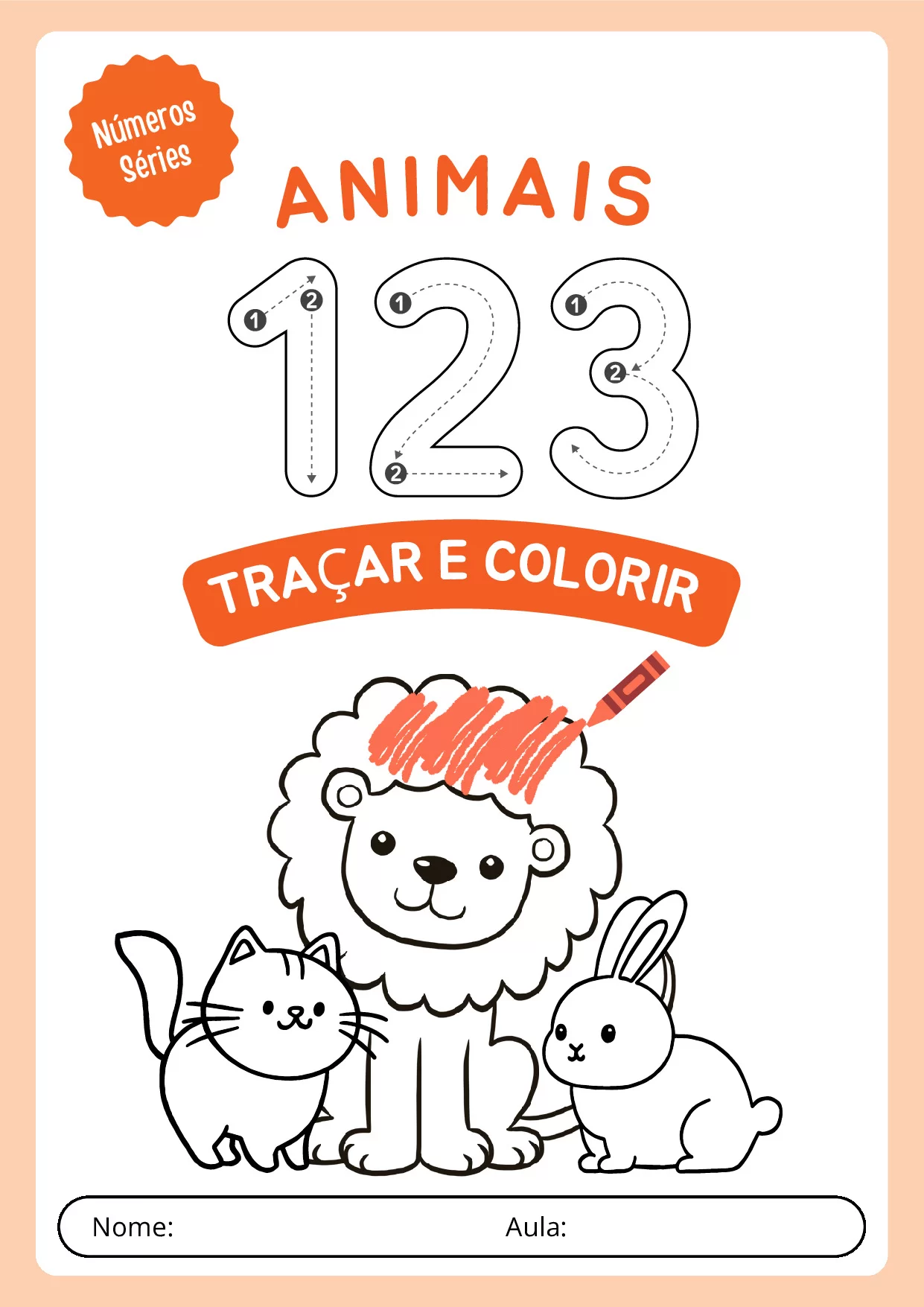 1,2,3 traçara e colorir