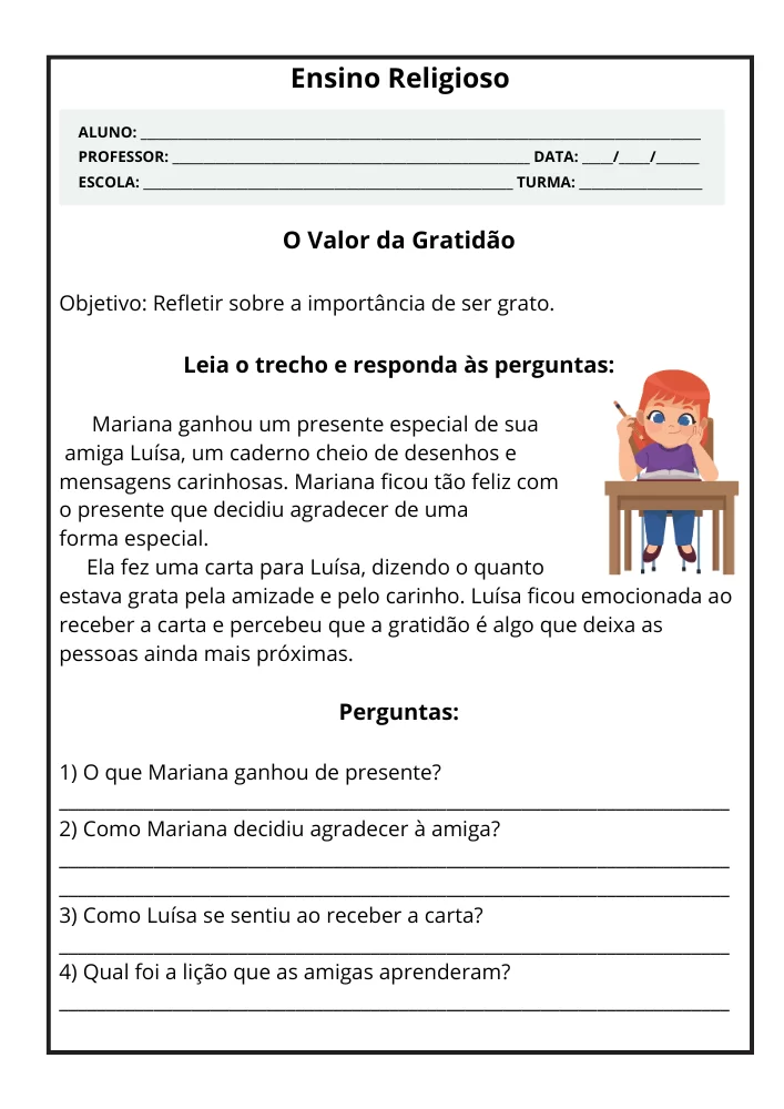 Atividades Ensino Religioso 2o Ano Imprimir Valores