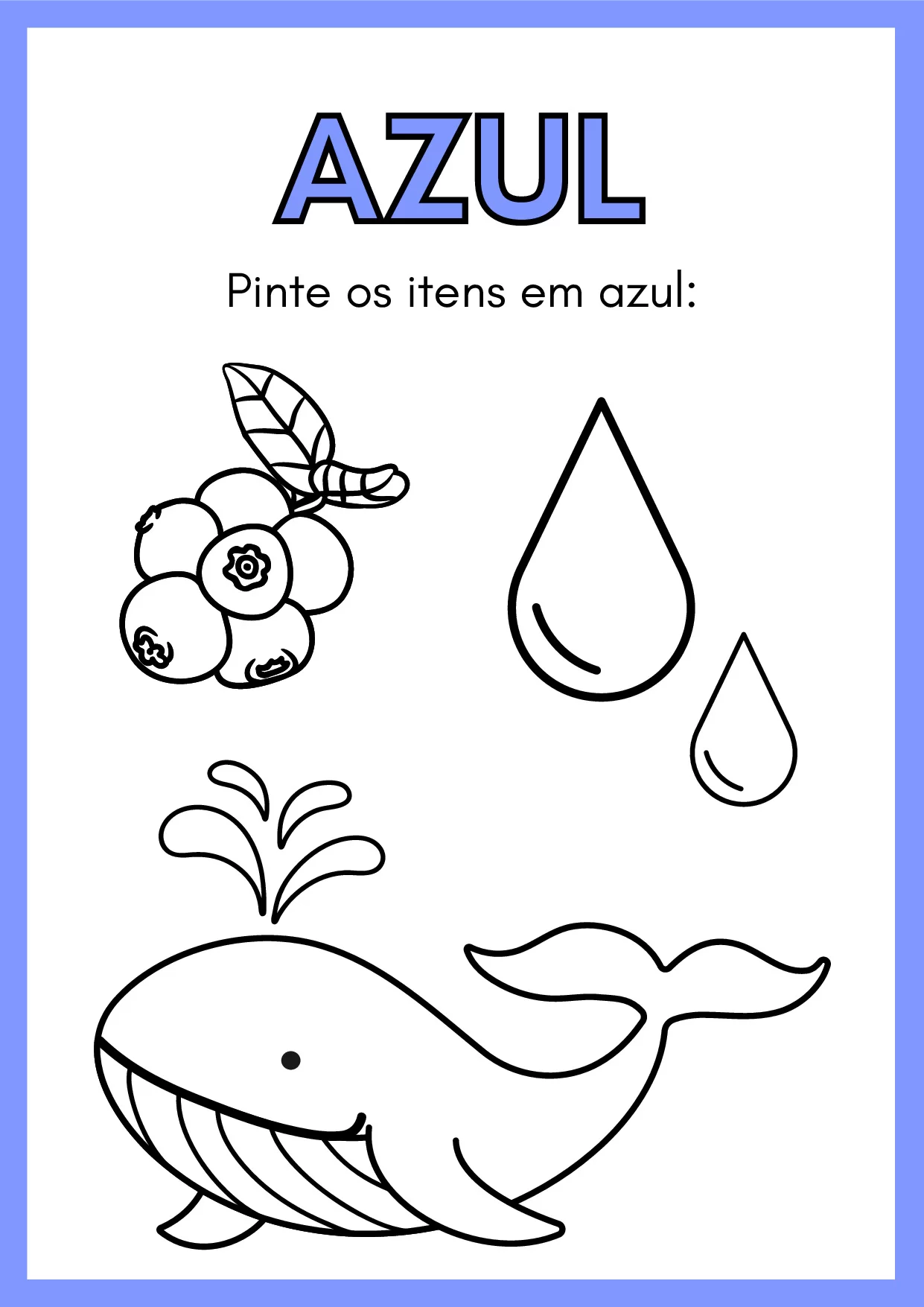 Azul, pinte os itens em azul