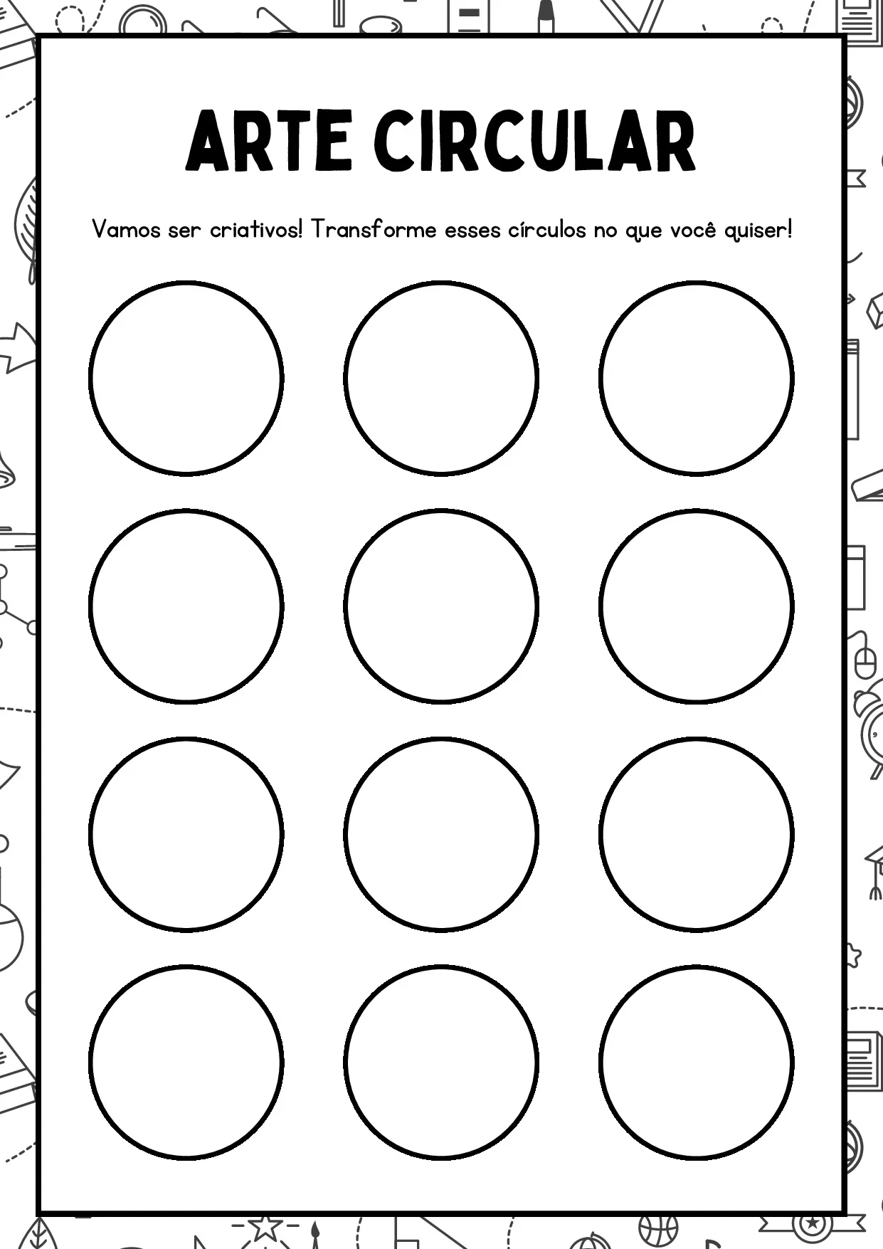 Arte circular, vamos ser criativos! Transforme esses círculos no que você quiser