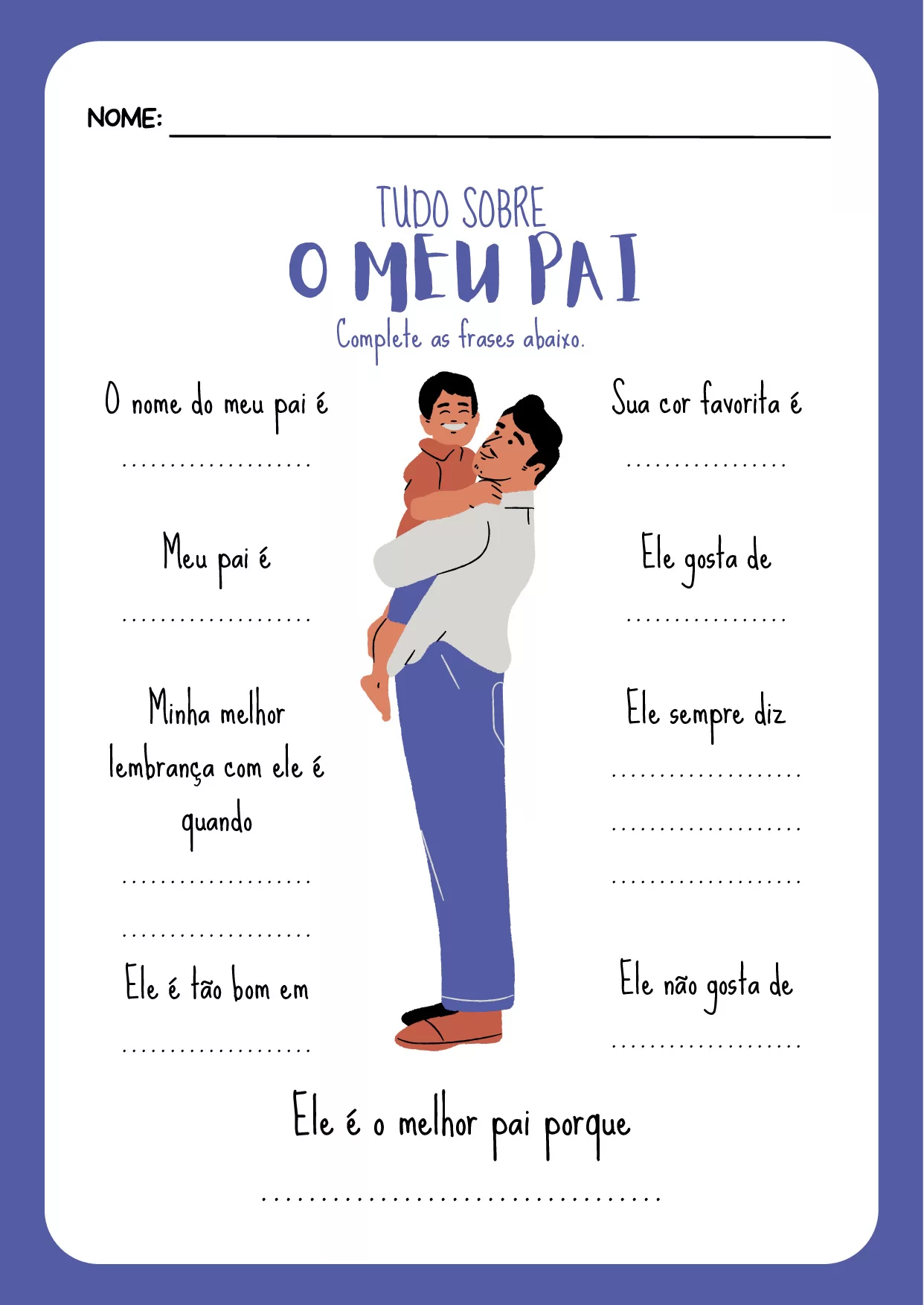 Atividades Para O Dia Dos Pais Cartoes Desenho E Bingo 28