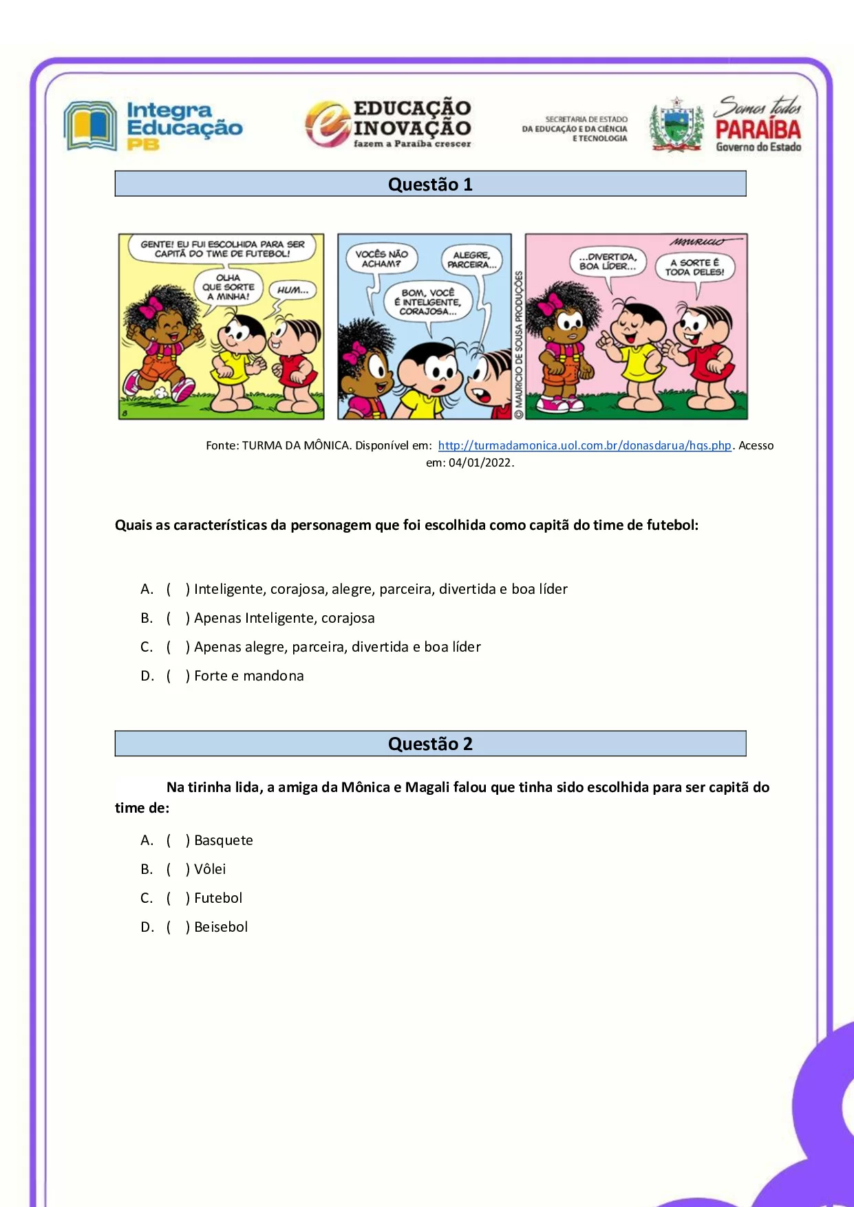 Avaliacao Diagnostica Inicial De Portugues Para O 3o Ano 3