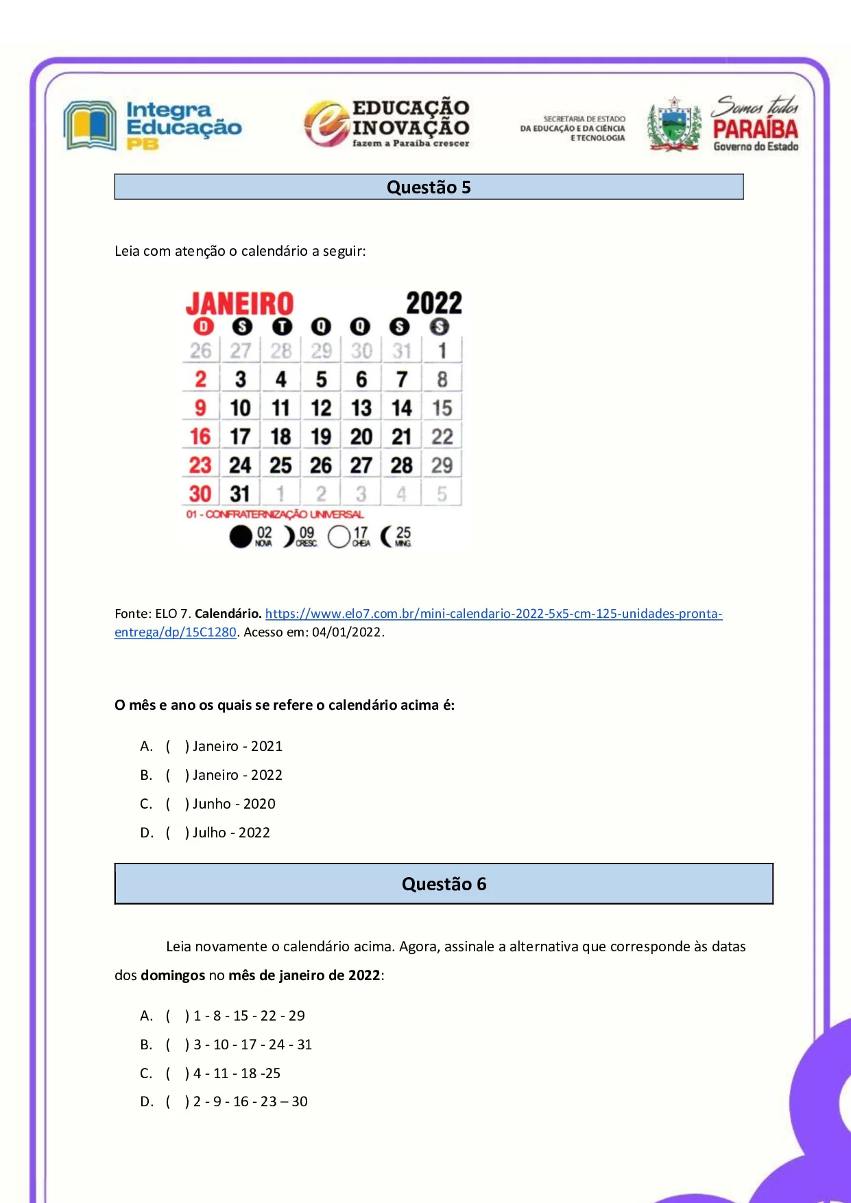 Avaliacao Diagnostica Inicial De Portugues Para O 3o Ano 5