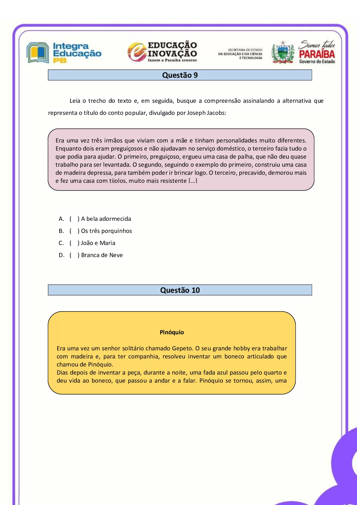 Avaliacao Diagnostica Inicial De Portugues Para O 3o Ano 7