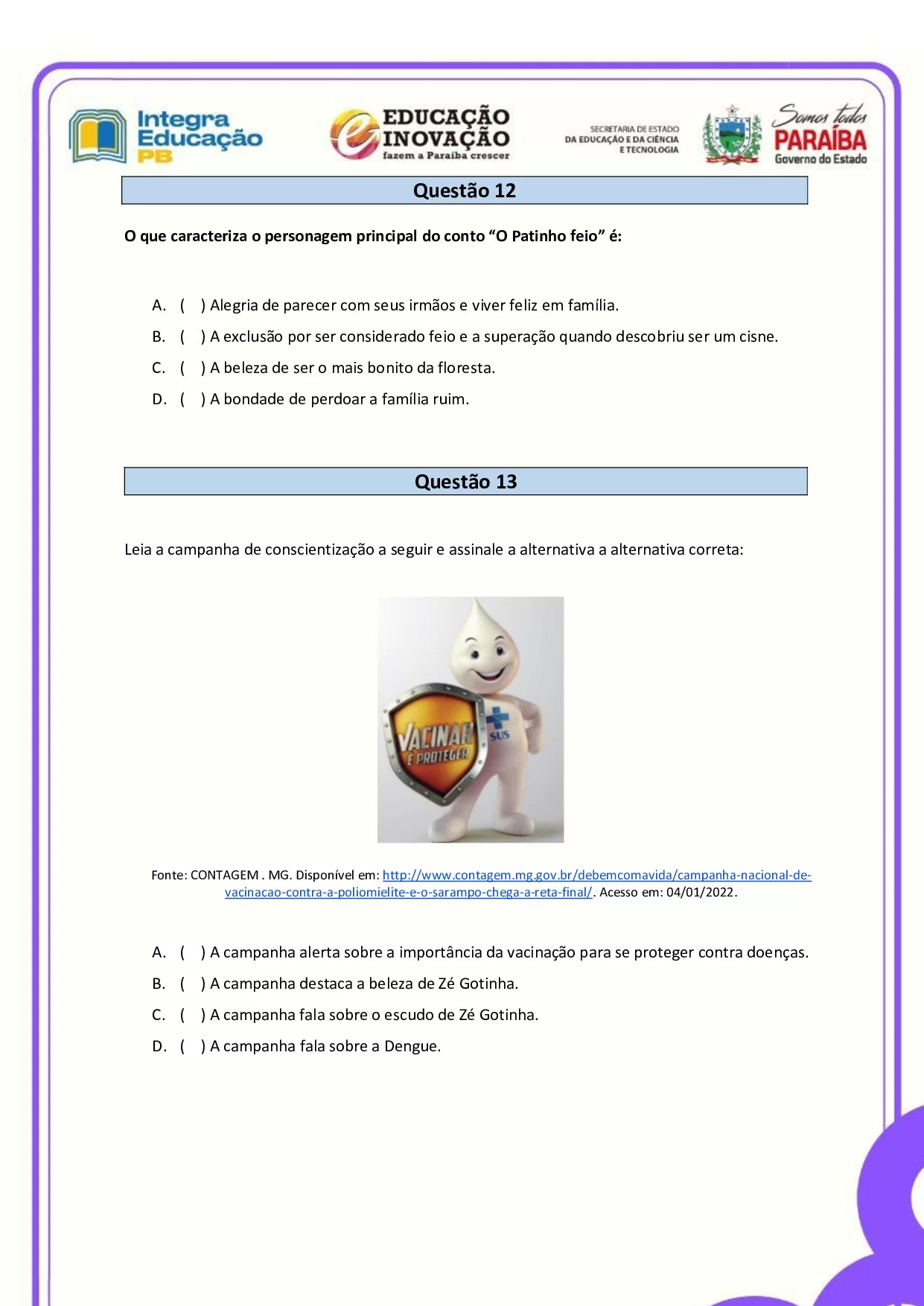 Avaliacao Diagnostica Inicial De Portugues Para O 3o Ano 9