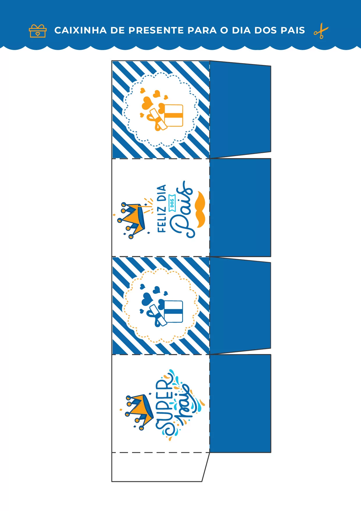 Caixinha de Presente Criativa para o Dia dos Pais – Azul e Laranja