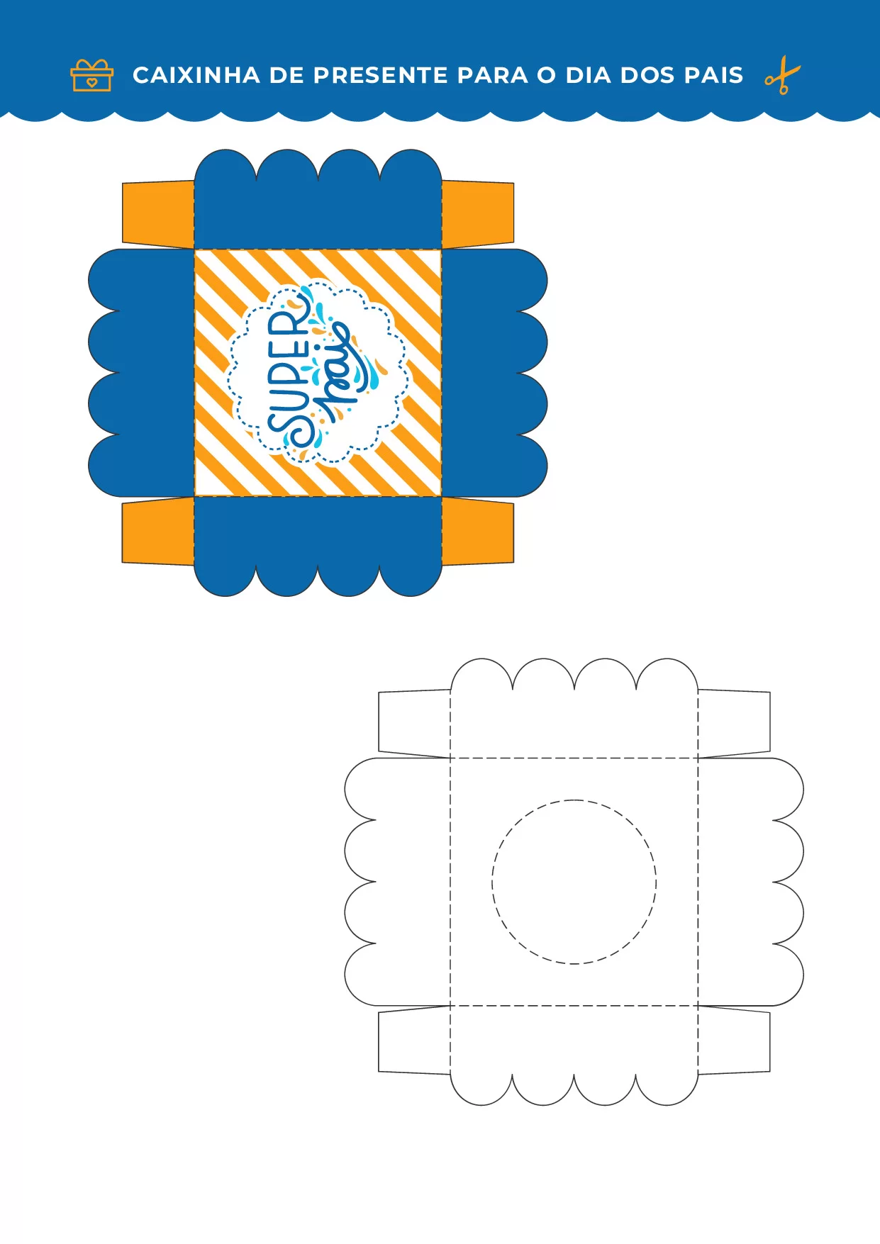 Caixinha presente dia dos pais azul laranja – ilustração 2