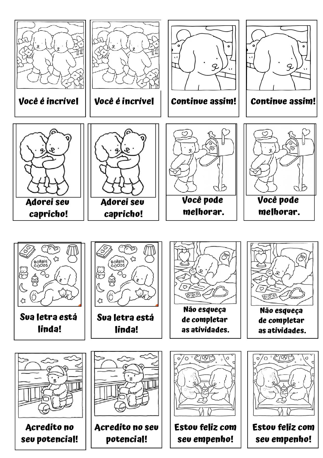 Cartões de Incentivo Bob Goods para Educação Infantil