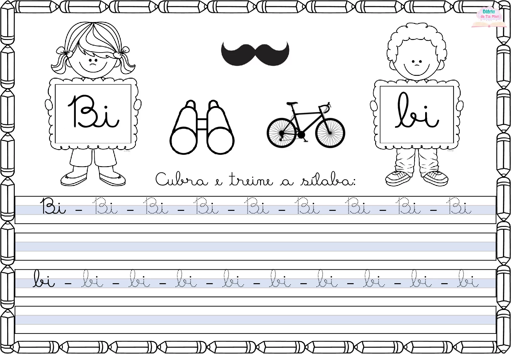 Cubra e treine a sílaba bi