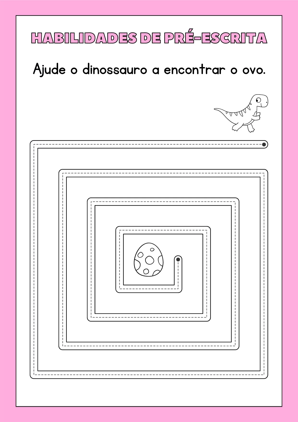 Habilidades De Pre Escrita Ajude O Dinossauro A Encontrar O Ovo 3