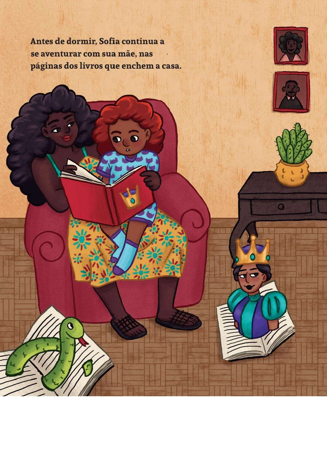 Antes de dormir, Sofia continua a se aventurar com sua mãe