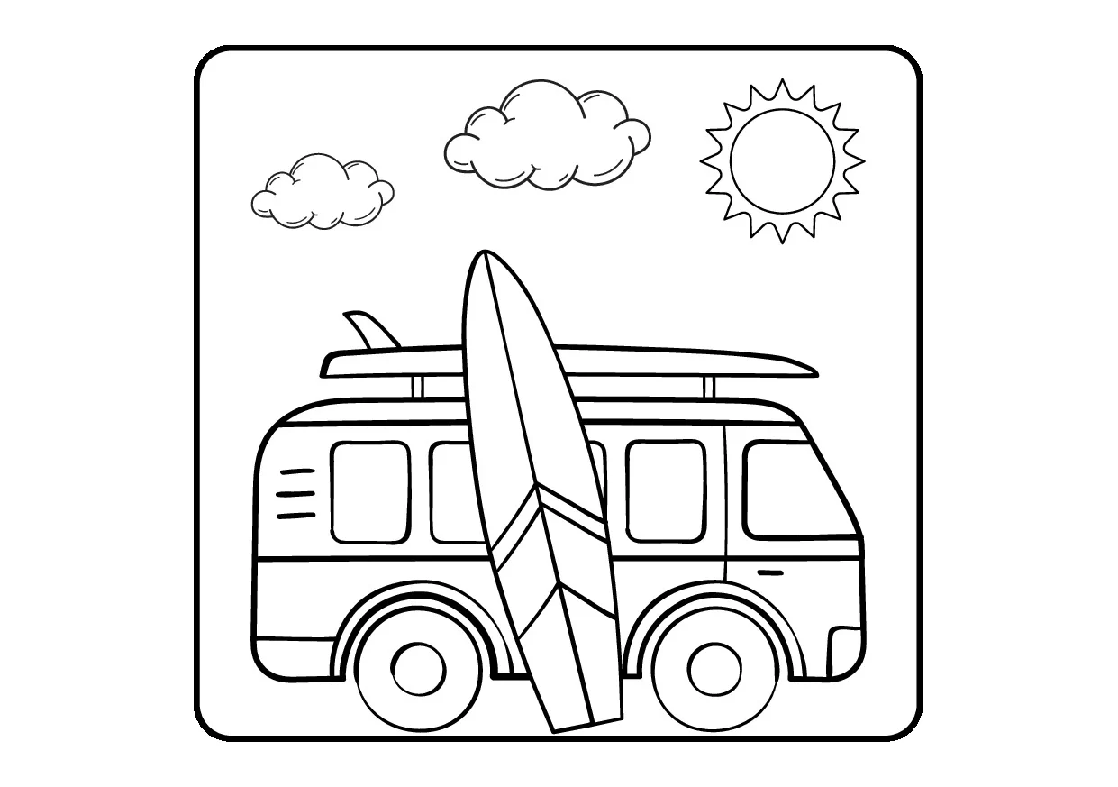 Colorir combi com prancha de surf