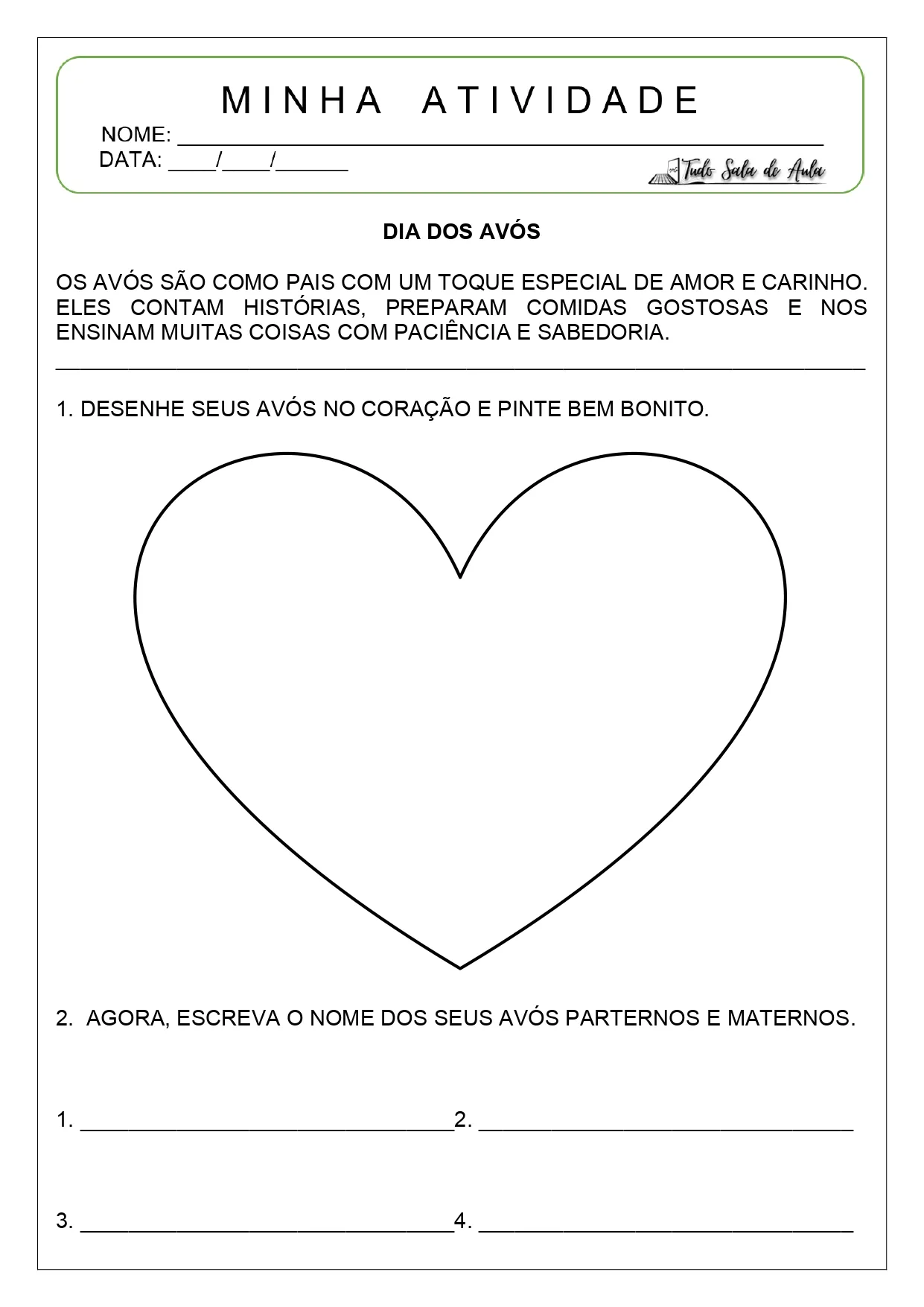 Atividades Dia dos Avós para Imprimir