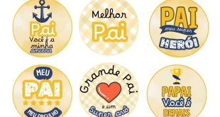 Tag para o Dia dos Pais Amarelo e Branco Listrado