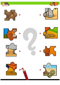 Atividades de ligar as Metades de Animais Educação Infantil