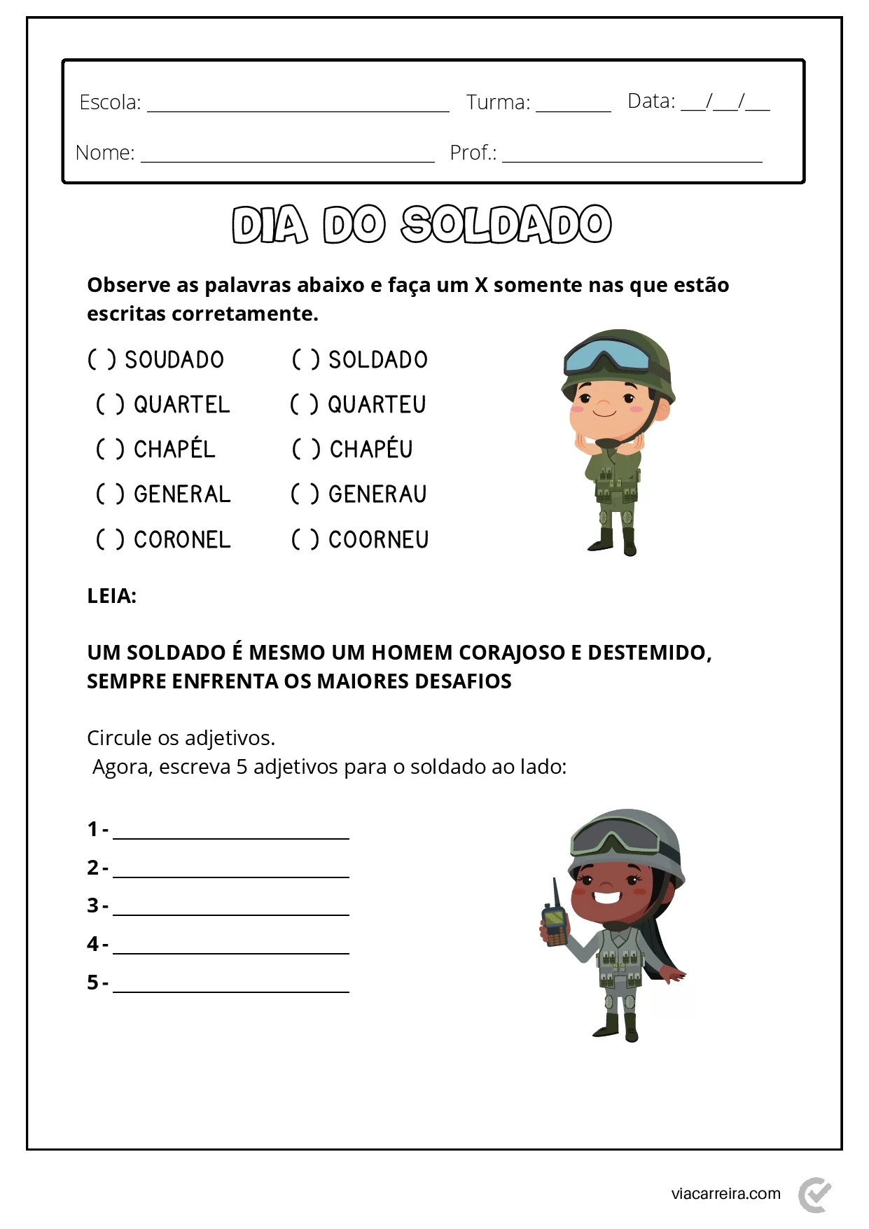 Atividades Dia Do Soldado Em PDF Para Imprimir 13