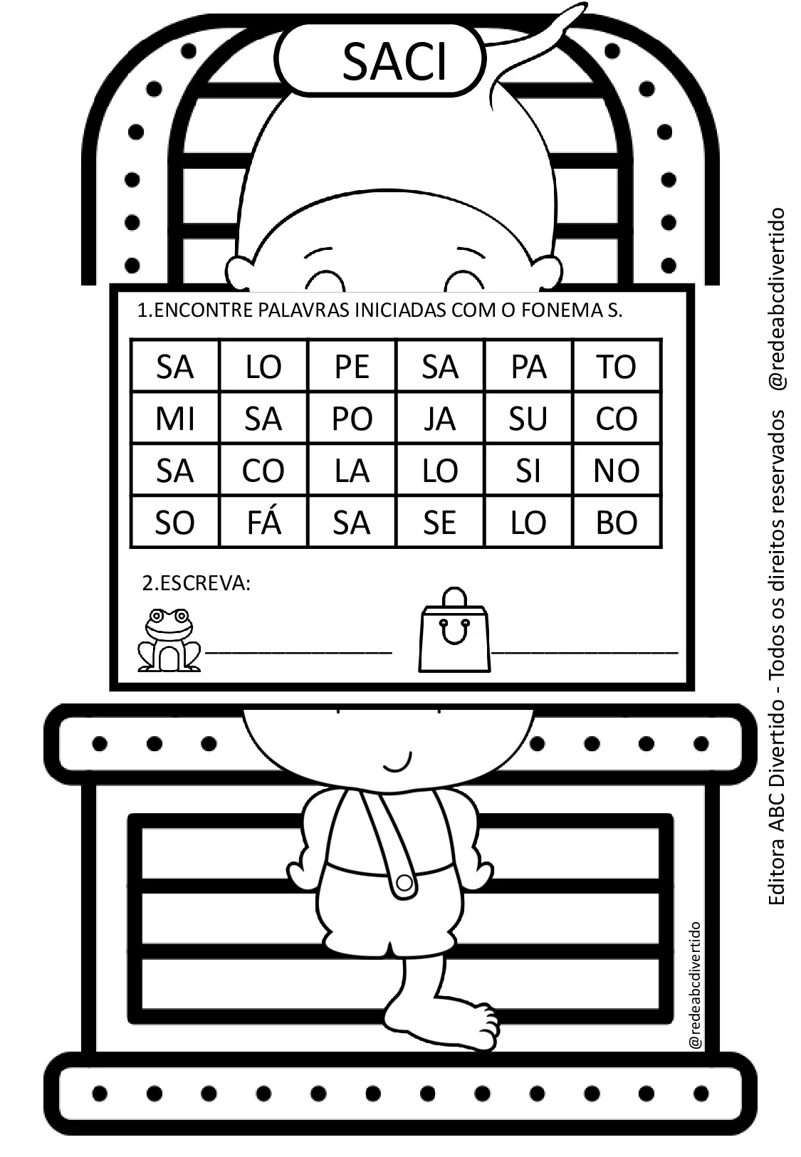 Atividades Fonema S com Saci em PDF – ilustração 2