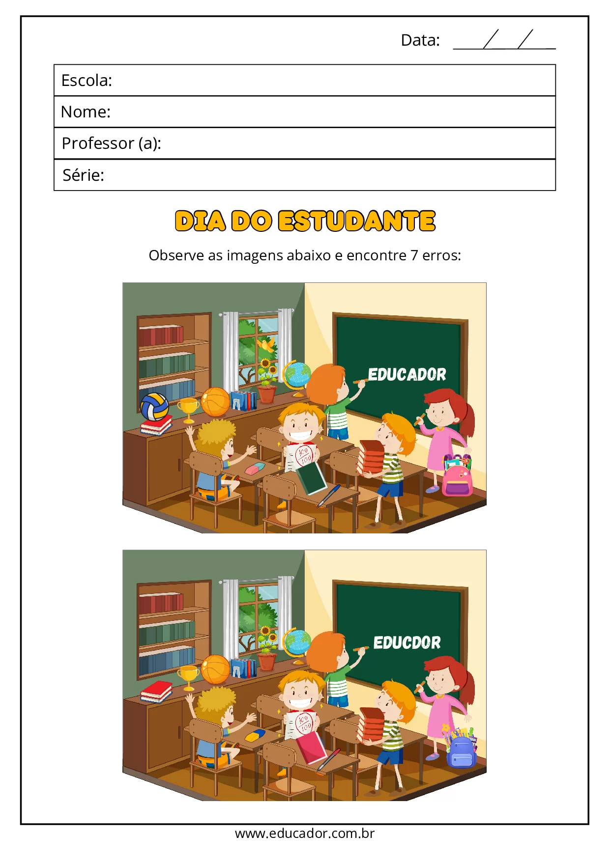 Atividades Para O Dia Do Estudante Pre Escola E 1o Ano 10