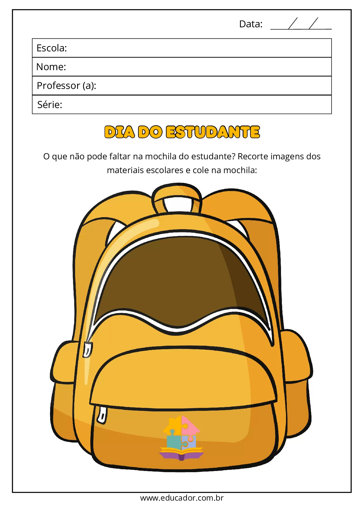 Atividades Para O Dia Do Estudante Pre Escola E 1o Ano 13