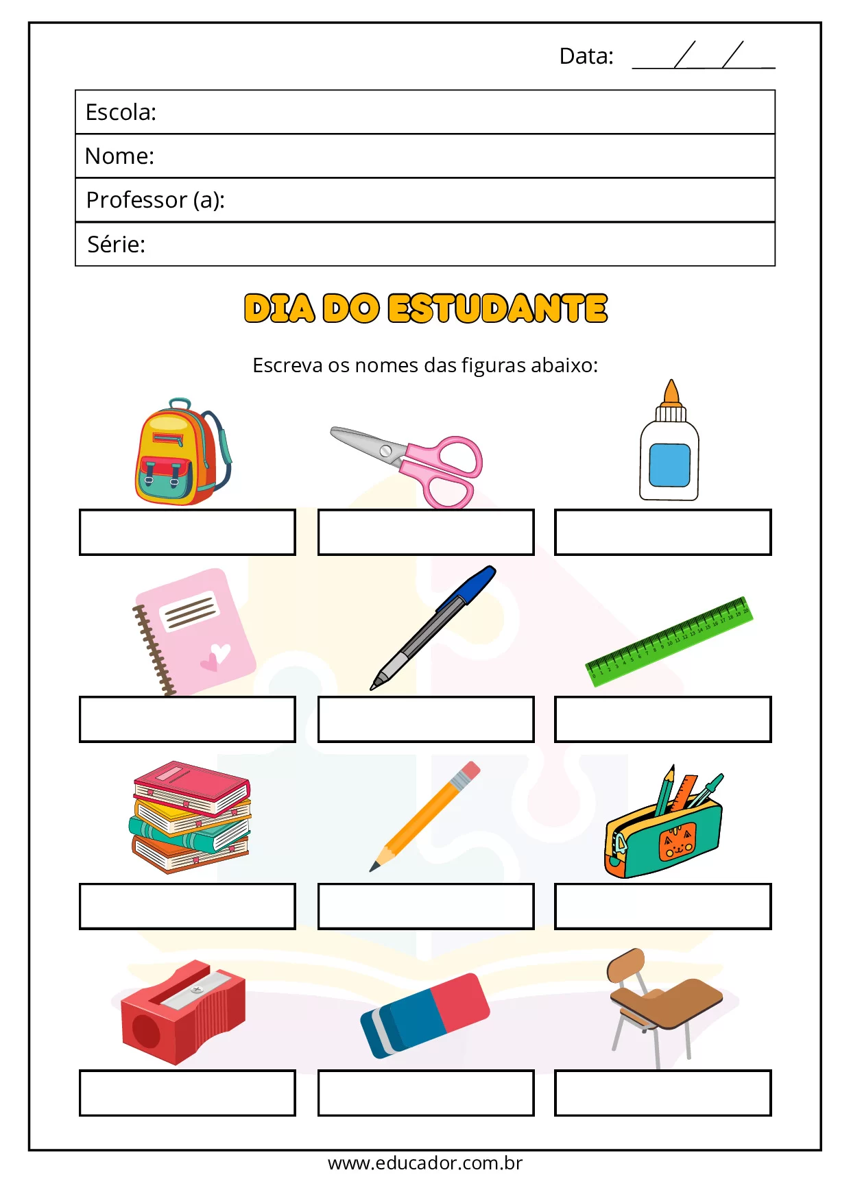 Atividades Para O Dia Do Estudante Pre Escola E 1o Ano 14