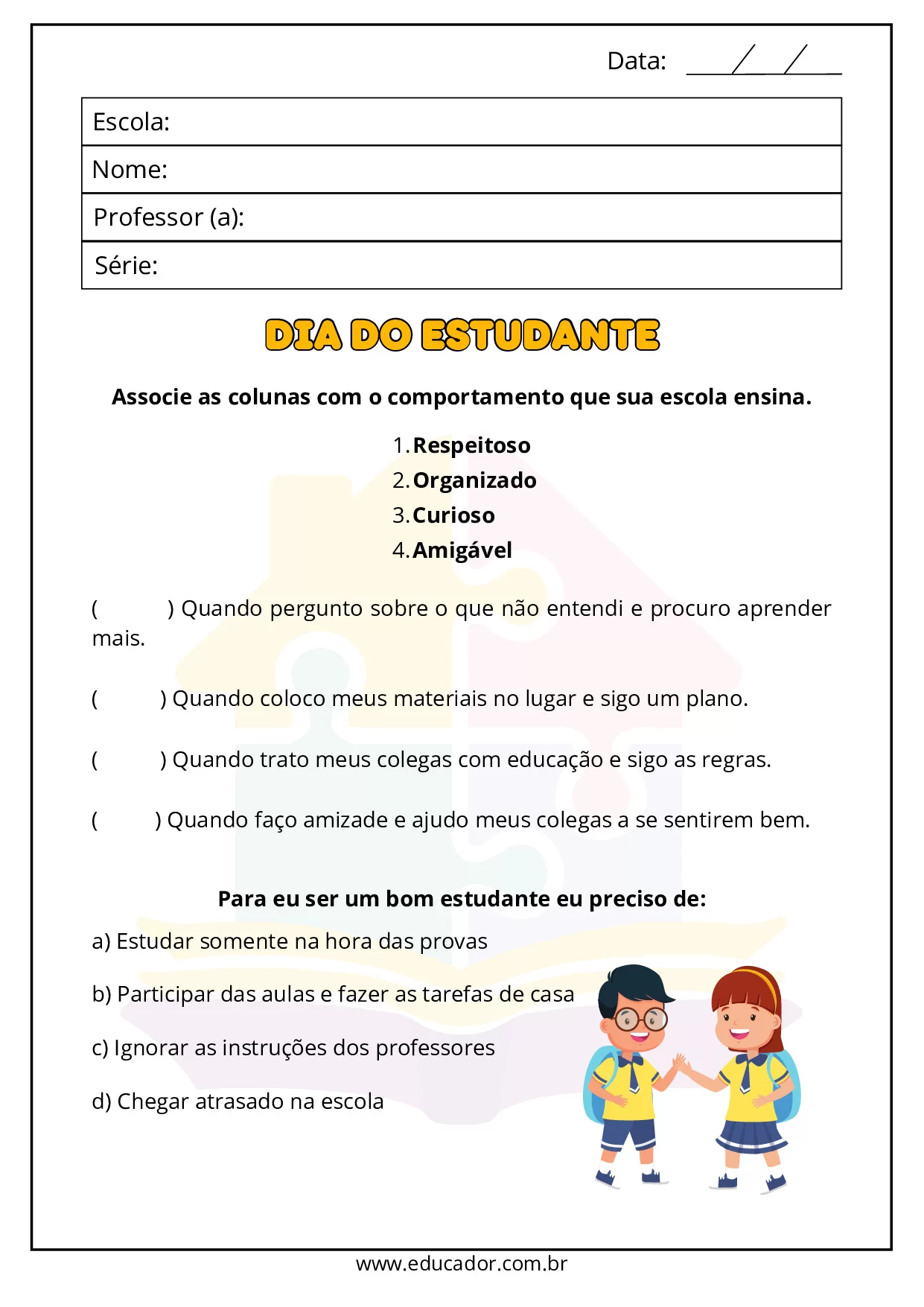 Atividades Para O Dia Do Estudante Pre Escola E 1o Ano 16