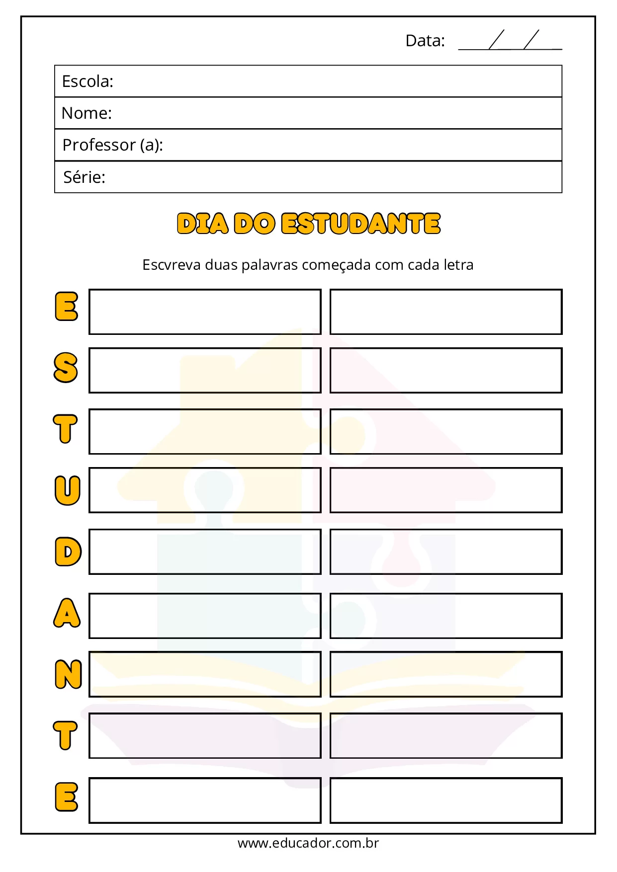 Atividades Para O Dia Do Estudante Pre Escola E 1o Ano 17
